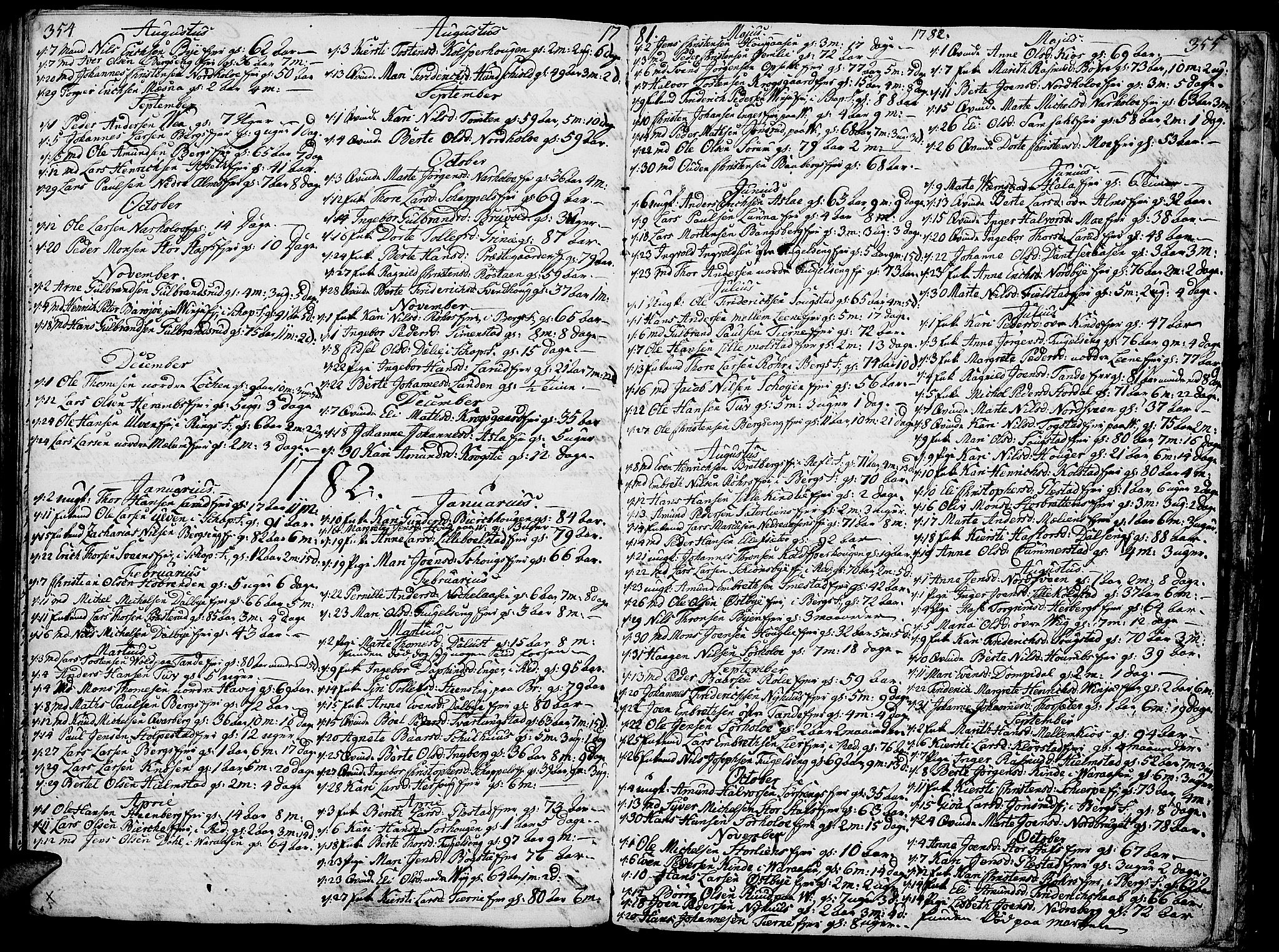 Ringsaker prestekontor, AV/SAH-PREST-014/K/Ka/L0003: Parish register (official) no. 3, 1775-1798, p. 354-355