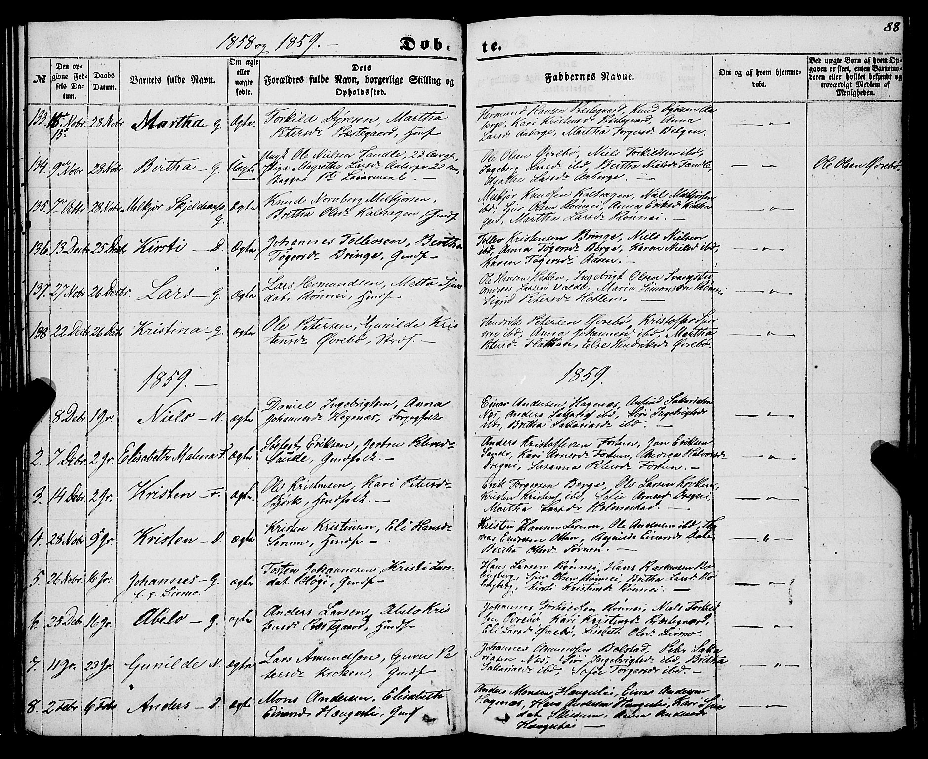 Luster sokneprestembete, SAB/A-81101/H/Haa/Haaa/L0007: Parish register (official) no. A 7, 1849-1859, p. 88