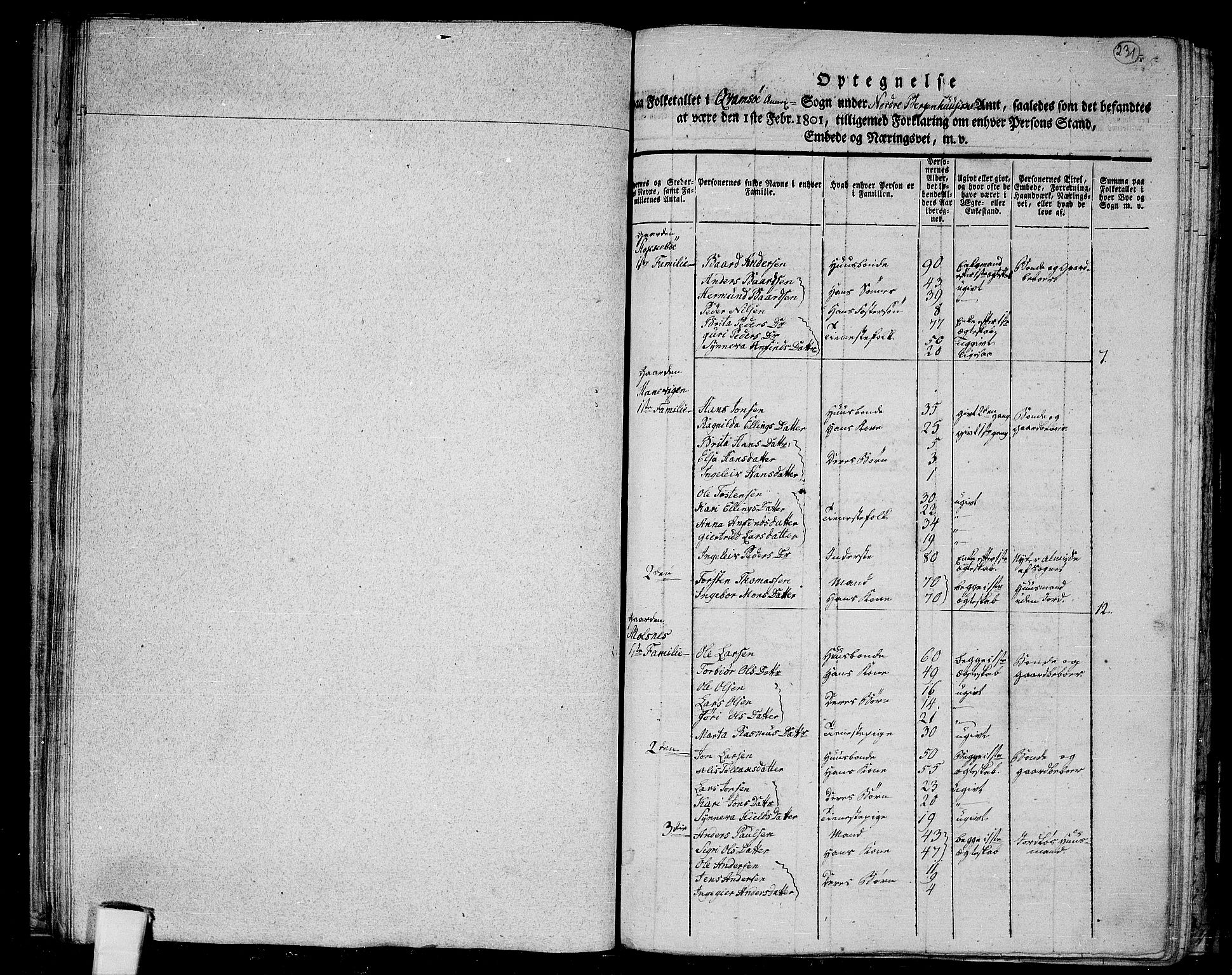 RA, 1801 census for 1417P Vik, 1801, p. 230b-231a