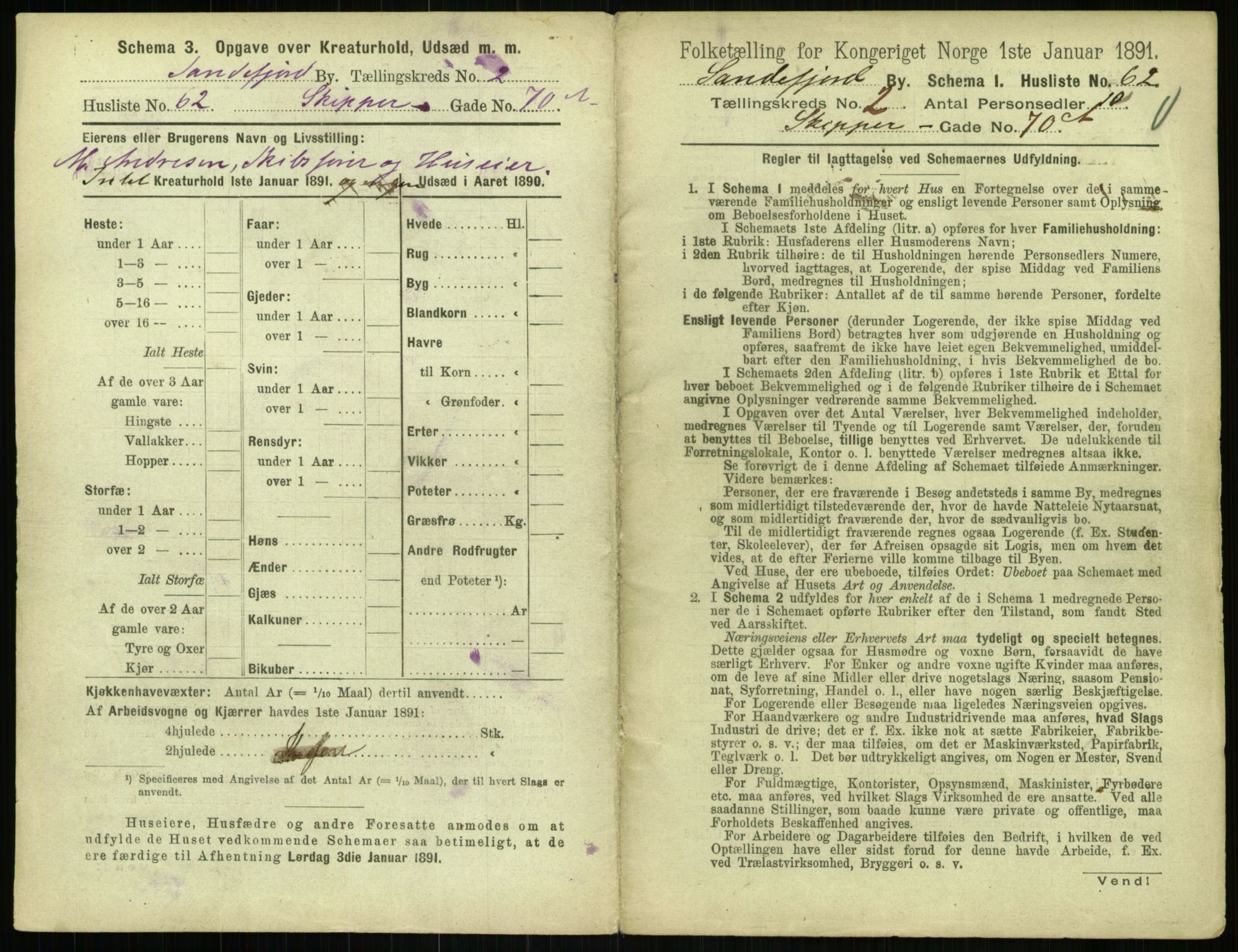 RA, 1891 census for 0706 Sandefjord, 1891, p. 251