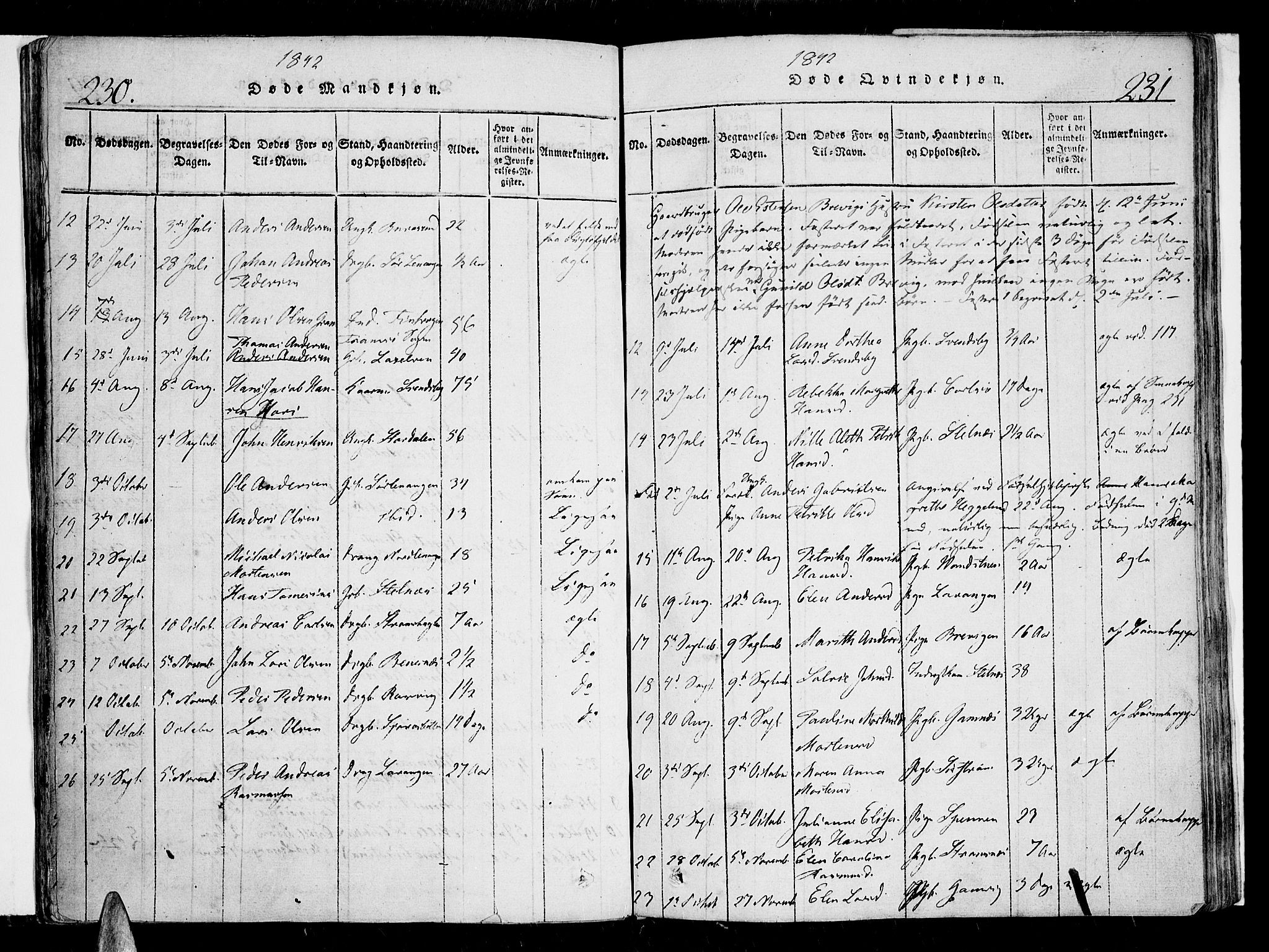 Karlsøy sokneprestembete, SATØ/S-1299/H/Ha/Haa/L0002kirke: Parish register (official) no. 2, 1823-1842, p. 230-231