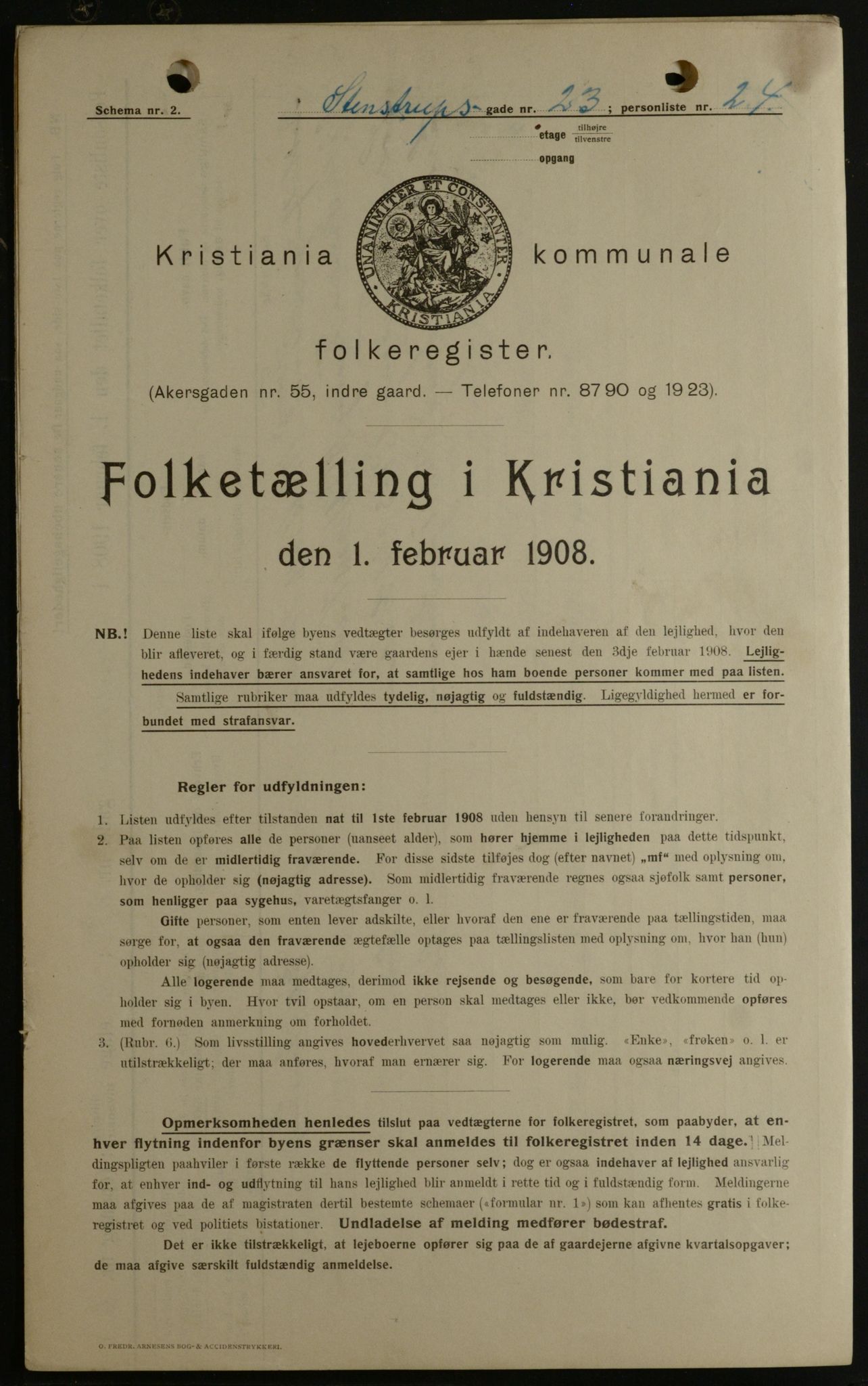 OBA, Municipal Census 1908 for Kristiania, 1908, p. 91140