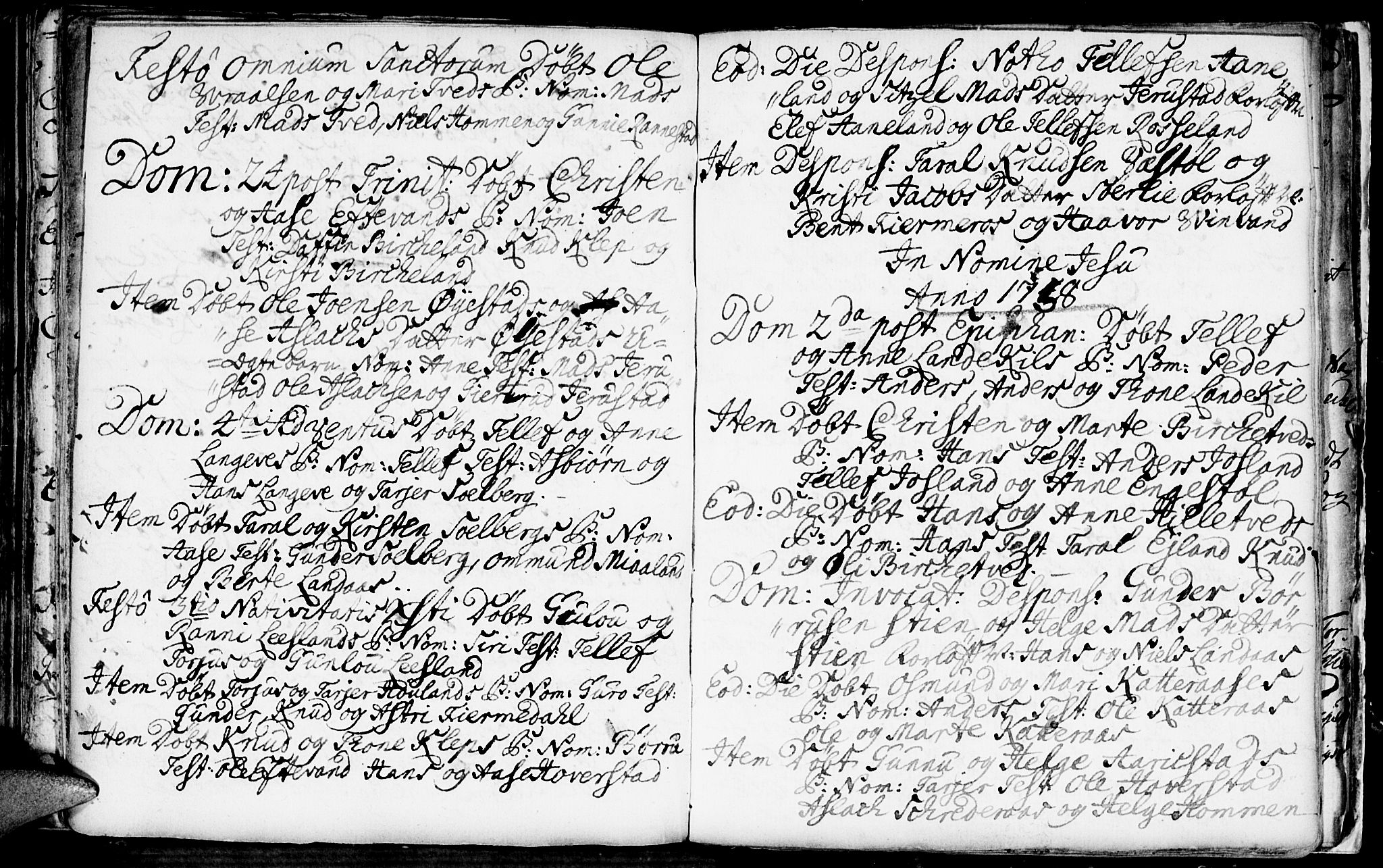 Evje sokneprestkontor, AV/SAK-1111-0008/F/Fa/Fac/L0001: Parish register (official) no. A 1, 1705-1764, p. 307-308