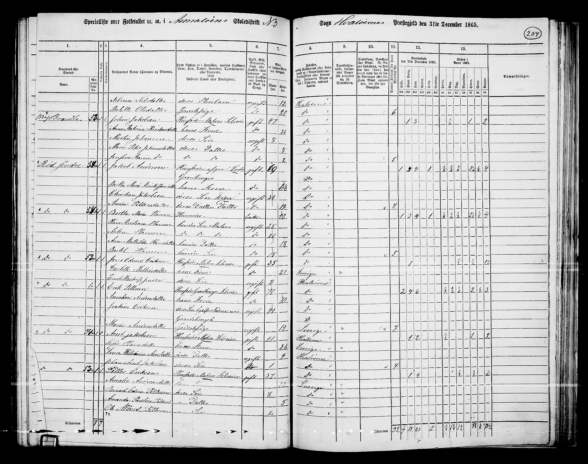 RA, 1865 census for Hvaler, 1865, p. 47