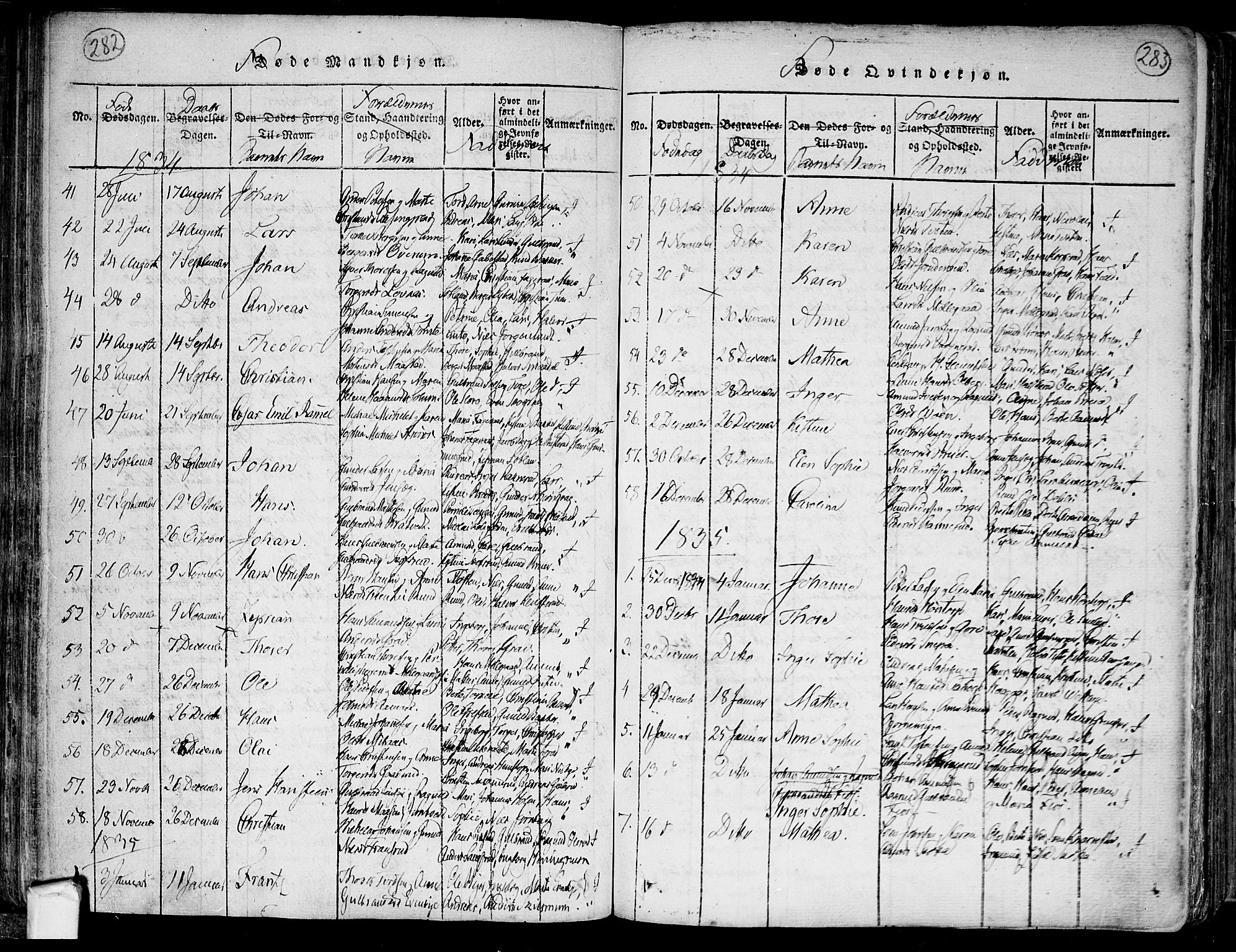 Trøgstad prestekontor Kirkebøker, SAO/A-10925/F/Fa/L0006: Parish register (official) no. I 6, 1815-1844, p. 282-283