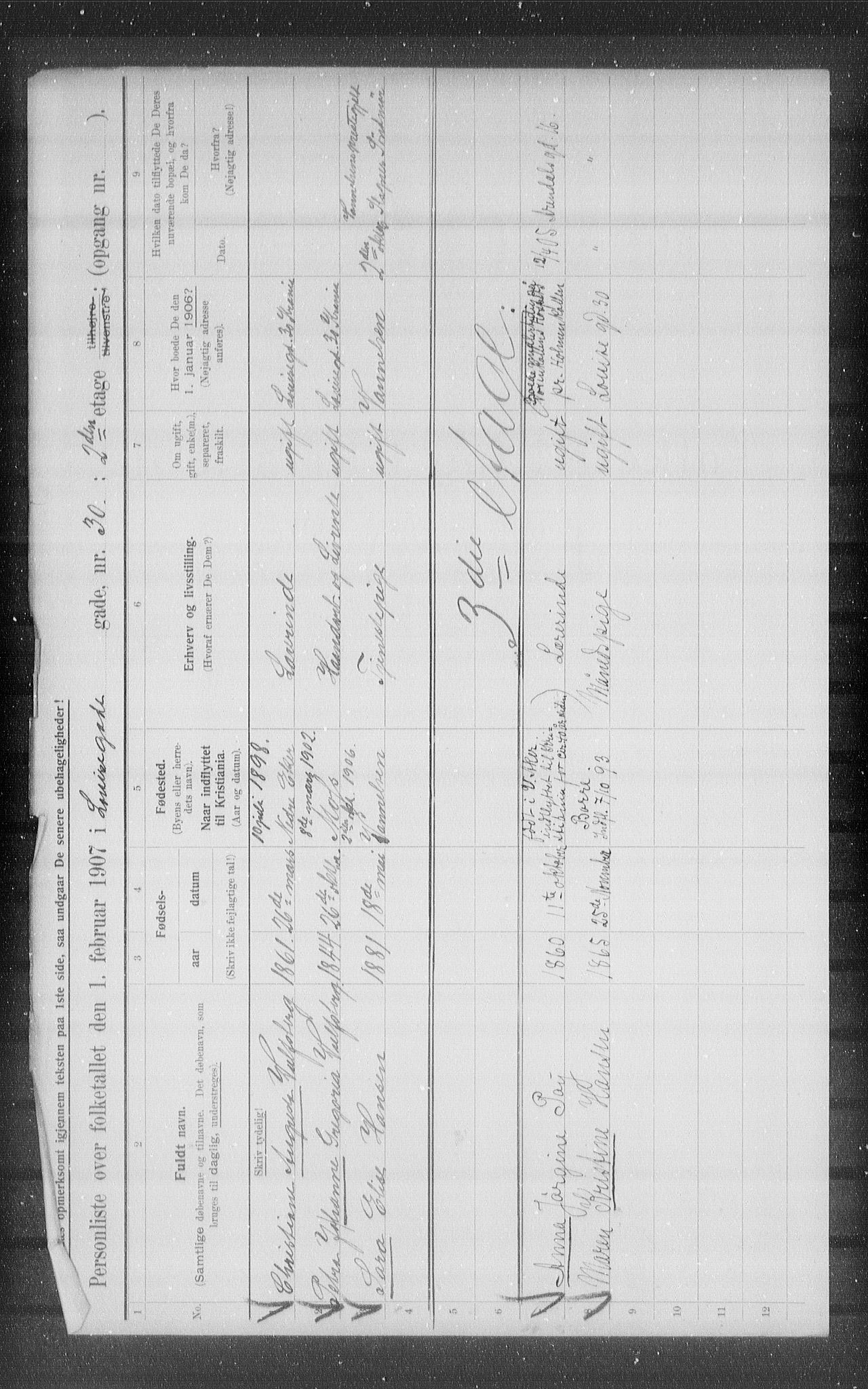 OBA, Municipal Census 1907 for Kristiania, 1907, p. 29860