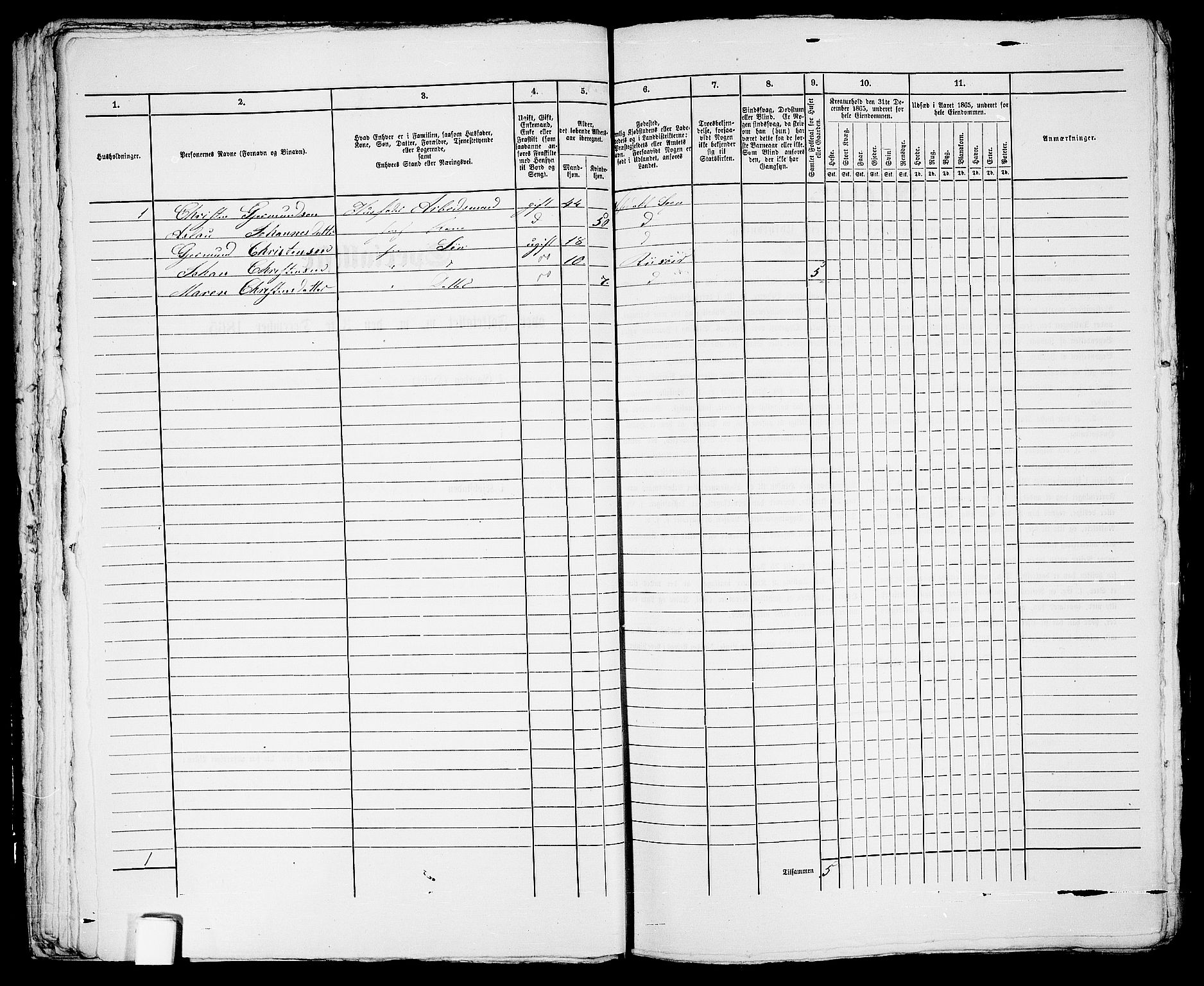 RA, 1865 census for Risør/Risør, 1865, p. 386