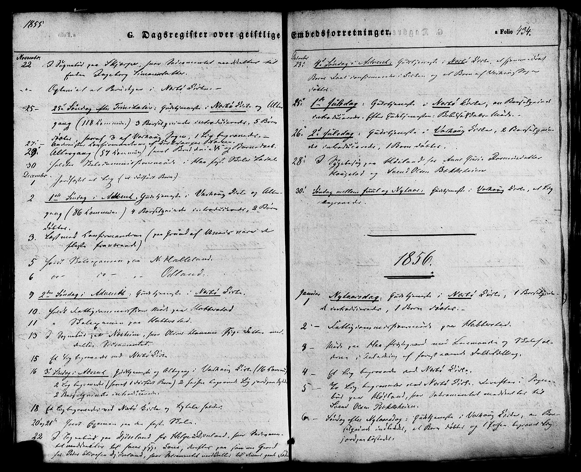 Hå sokneprestkontor, AV/SAST-A-101801/001/30BA/L0008: Parish register (official) no. A 7, 1853-1878, p. 434