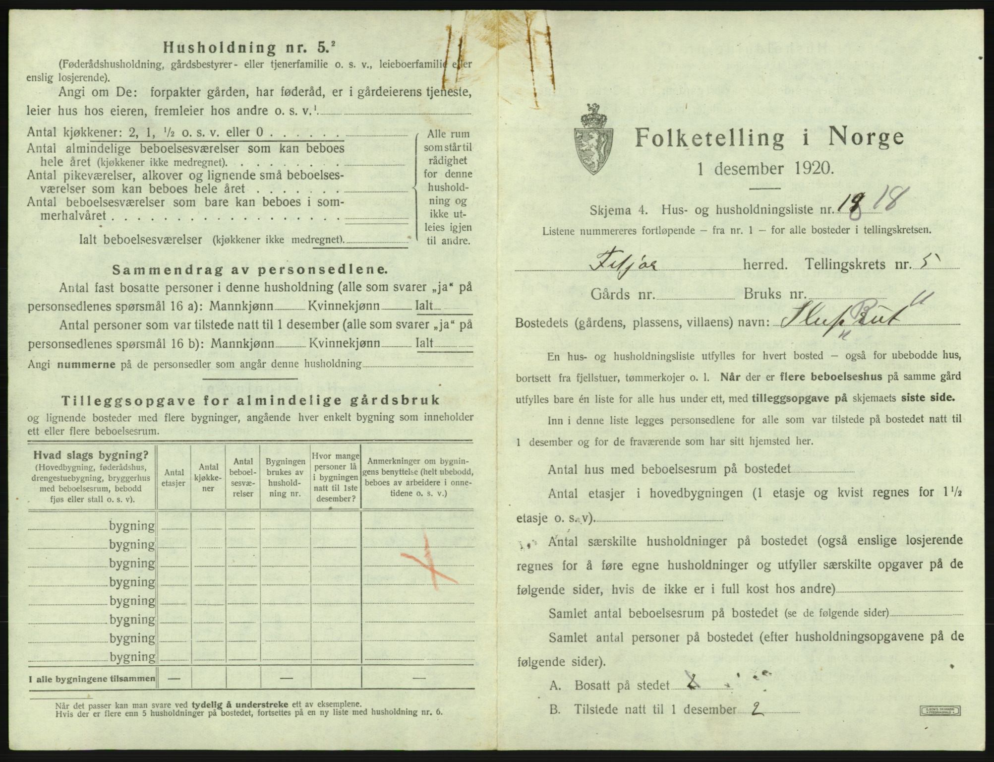 SAB, 1920 census for Fitjar, 1920, p. 348