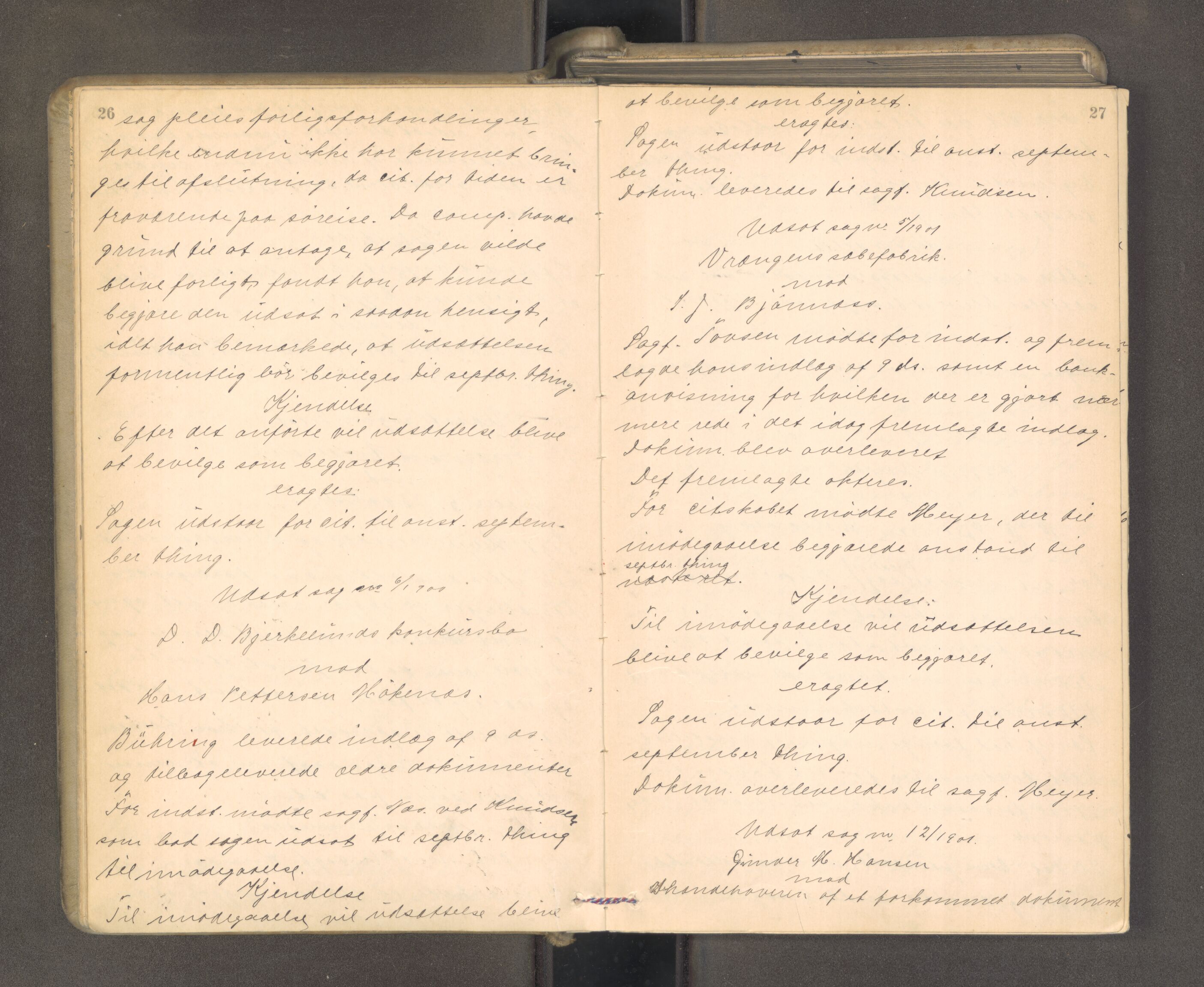 Søndre Jarlsberg sorenskriveri, AV/SAKO-A-129/F/Fa/L0043: Tingbok, 1901-1903, p. 26-27