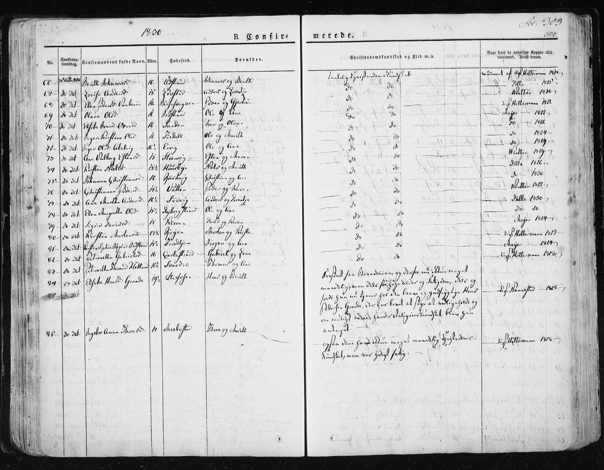 Ministerialprotokoller, klokkerbøker og fødselsregistre - Sør-Trøndelag, SAT/A-1456/659/L0735: Parish register (official) no. 659A05, 1826-1841, p. 303