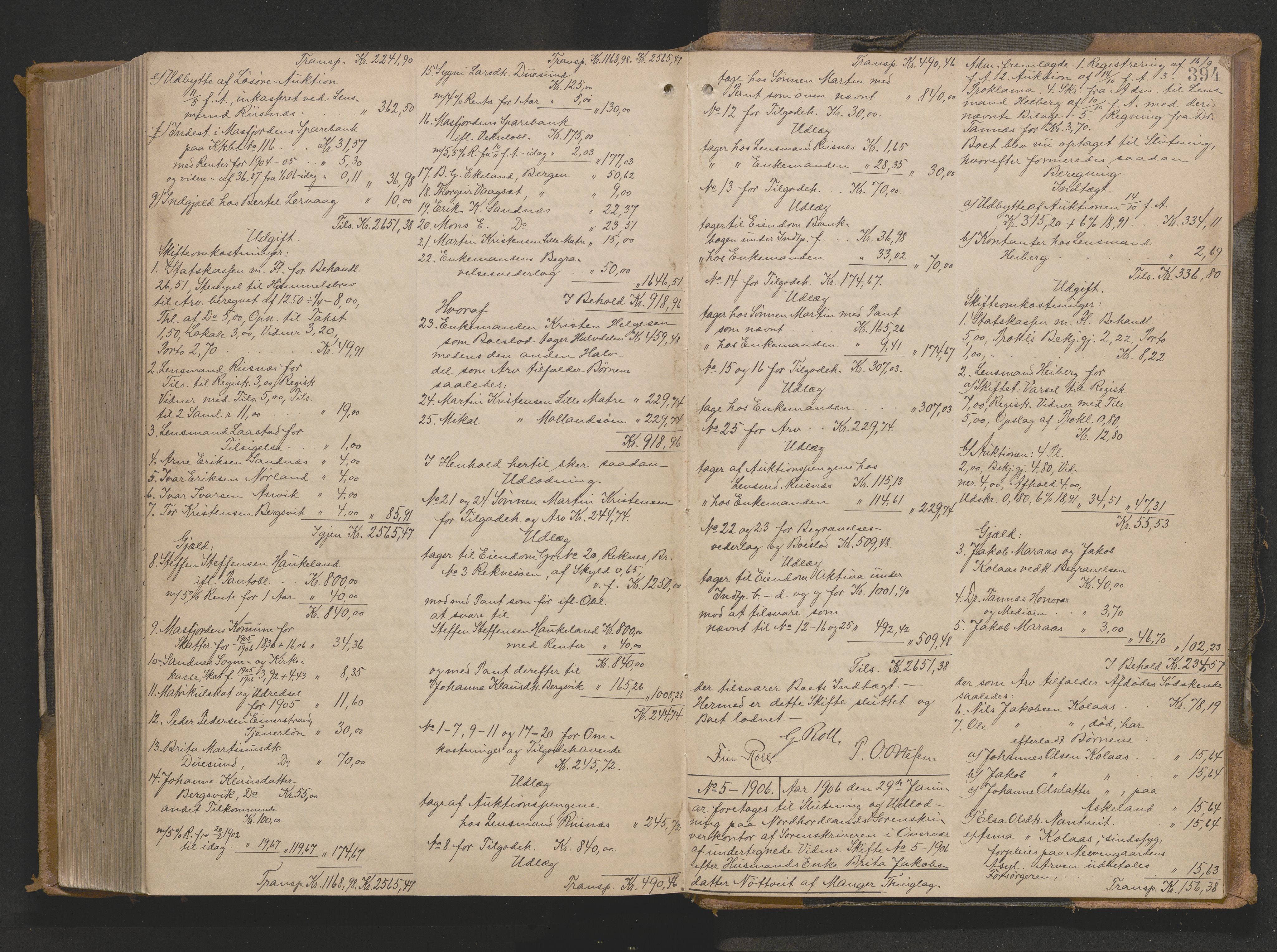 Nordhordland sorenskrivar, AV/SAB-A-2901/1/H/Hd/Hda/L0012: Skifteutlodningsprotokollar, 1897-1906, p. 394