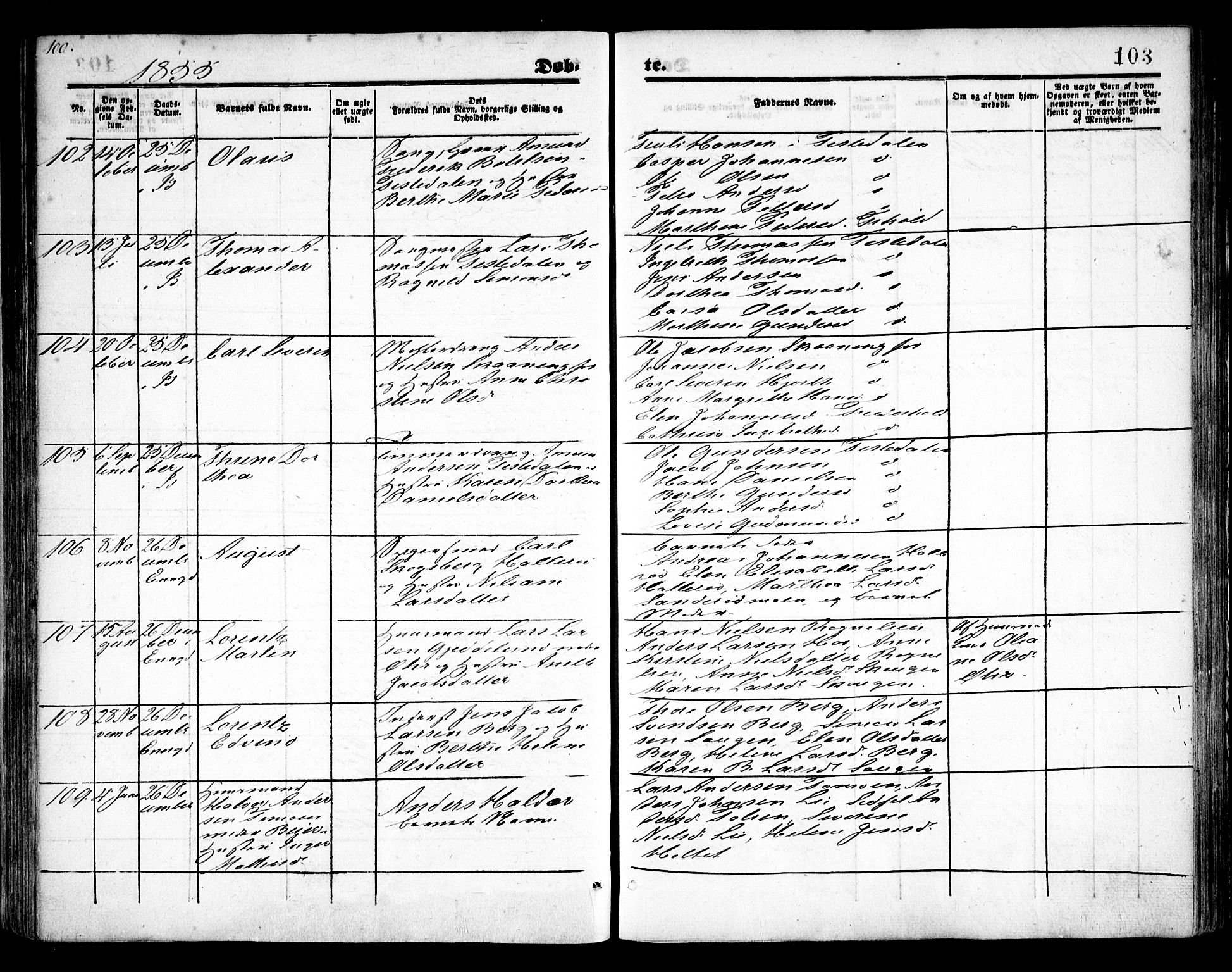 Idd prestekontor Kirkebøker, AV/SAO-A-10911/F/Fc/L0004a: Parish register (official) no. III 4A, 1848-1860, p. 103