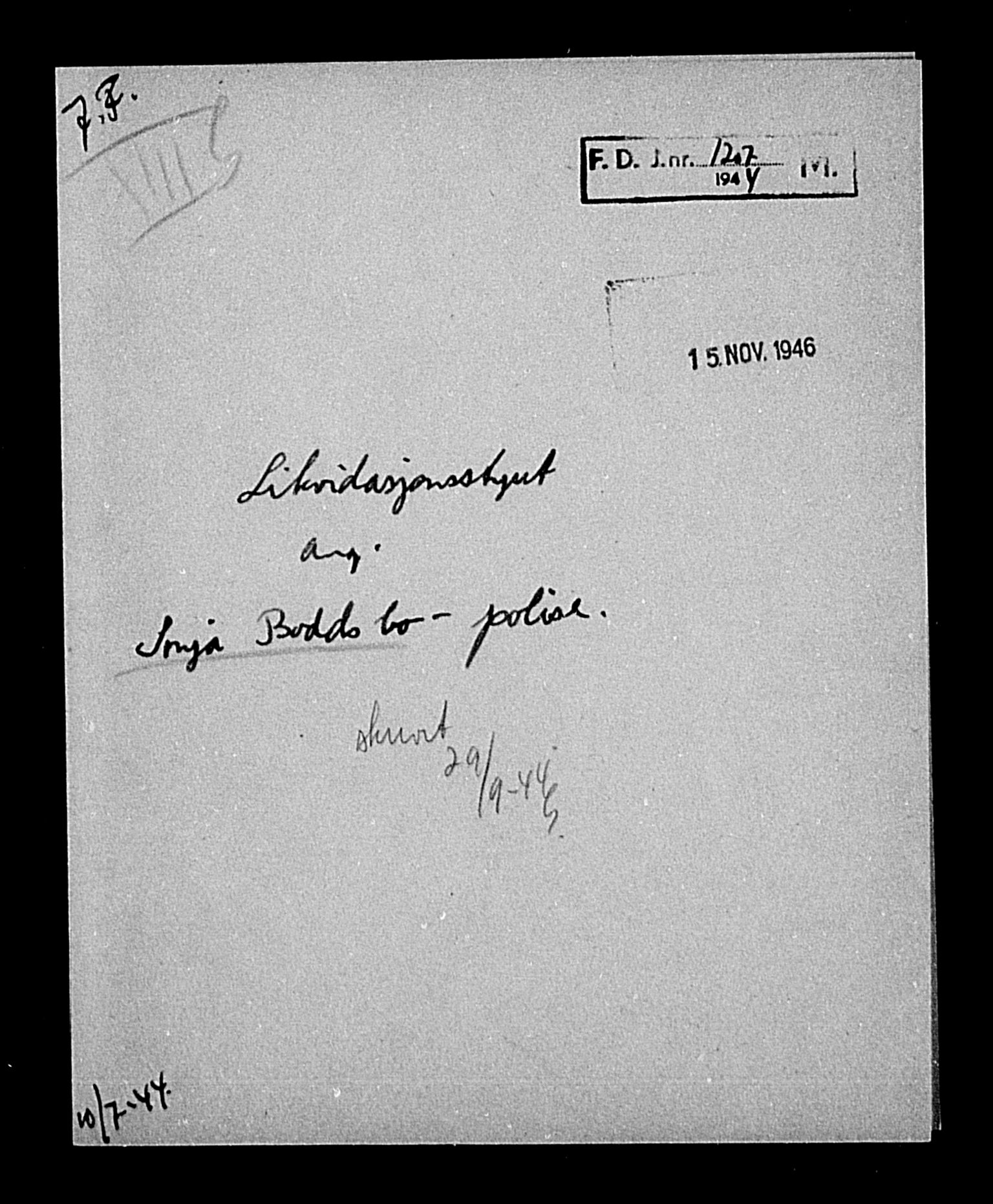 Justisdepartementet, Tilbakeføringskontoret for inndratte formuer, AV/RA-S-1564/H/Hc/Hca/L0893: --, 1945-1947, p. 3