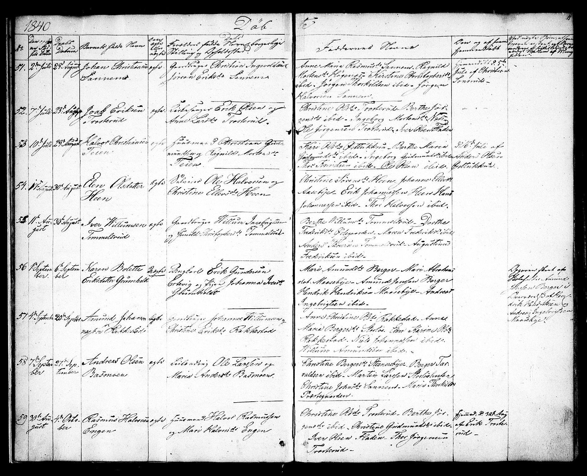 Rødenes prestekontor Kirkebøker, AV/SAO-A-2005/F/Fa/L0005: Parish register (official) no. I 5, 1838-1849, p. 11