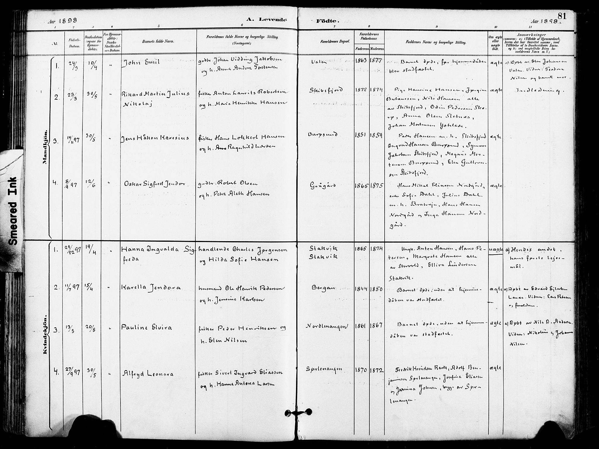 Karlsøy sokneprestembete, AV/SATØ-S-1299/H/Ha/Haa/L0007kirke: Parish register (official) no. 7, 1891-1902, p. 81