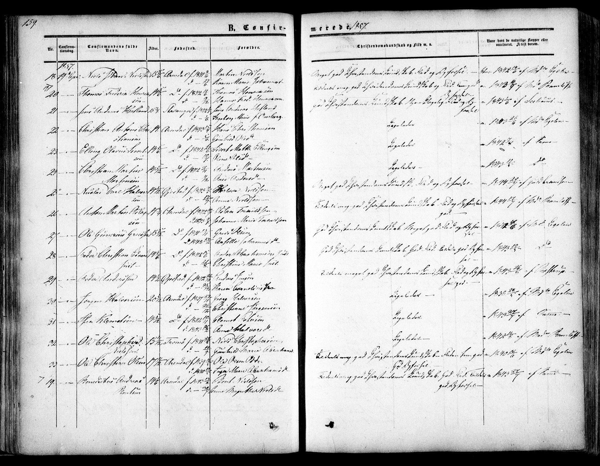 Arendal sokneprestkontor, Trefoldighet, AV/SAK-1111-0040/F/Fa/L0006: Parish register (official) no. A 6, 1855-1868, p. 159