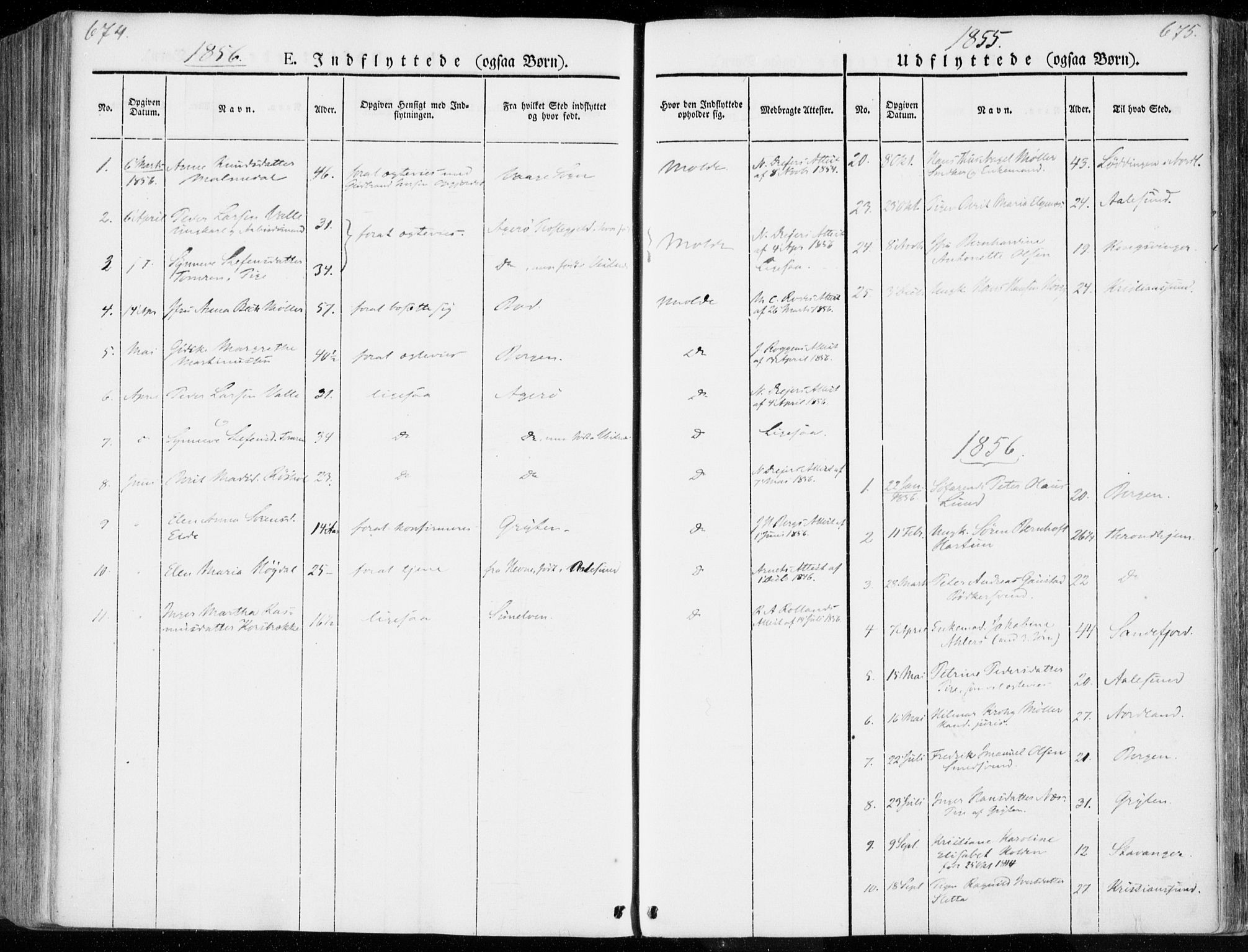 Ministerialprotokoller, klokkerbøker og fødselsregistre - Møre og Romsdal, SAT/A-1454/558/L0689: Parish register (official) no. 558A03, 1843-1872, p. 674-675