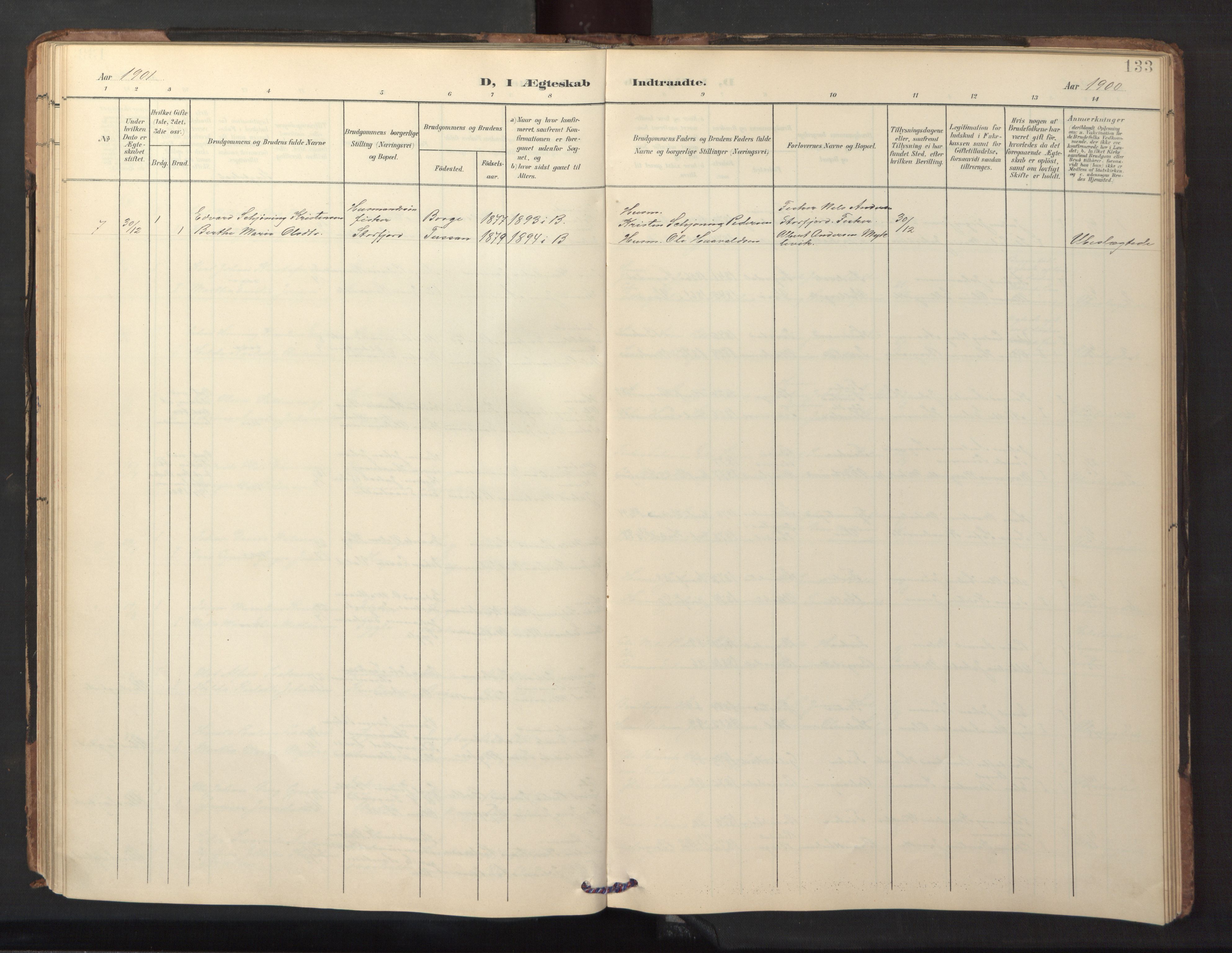 Ministerialprotokoller, klokkerbøker og fødselsregistre - Nordland, AV/SAT-A-1459/882/L1185: Parish register (copy) no. 882C03, 1898-1910, p. 133