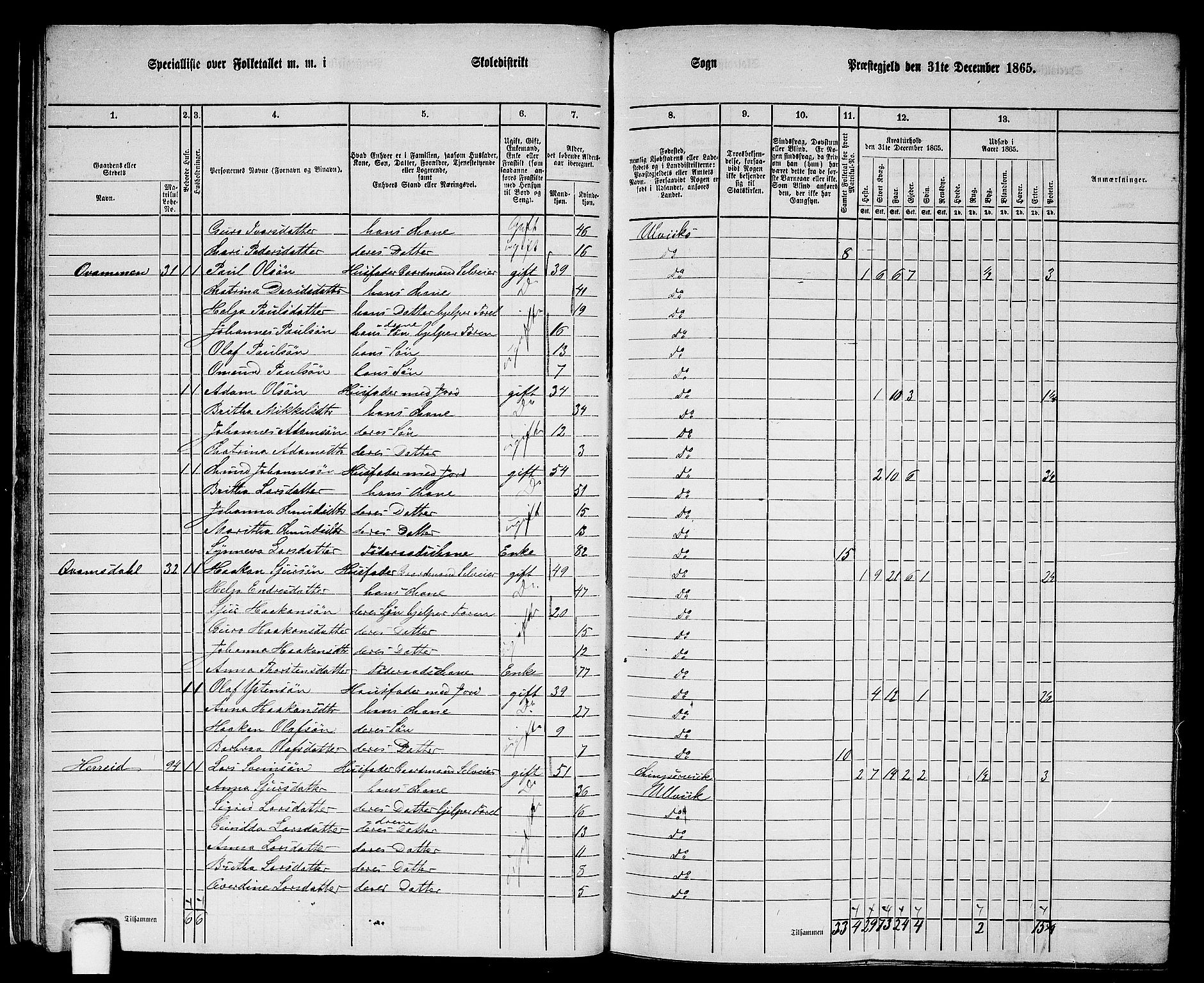 RA, 1865 census for Ulvik, 1865, p. 29