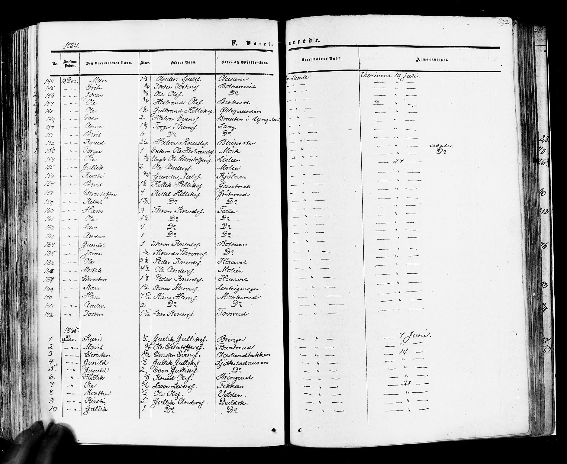 Flesberg kirkebøker, SAKO/A-18/F/Fa/L0007: Parish register (official) no. I 7, 1861-1878, p. 392