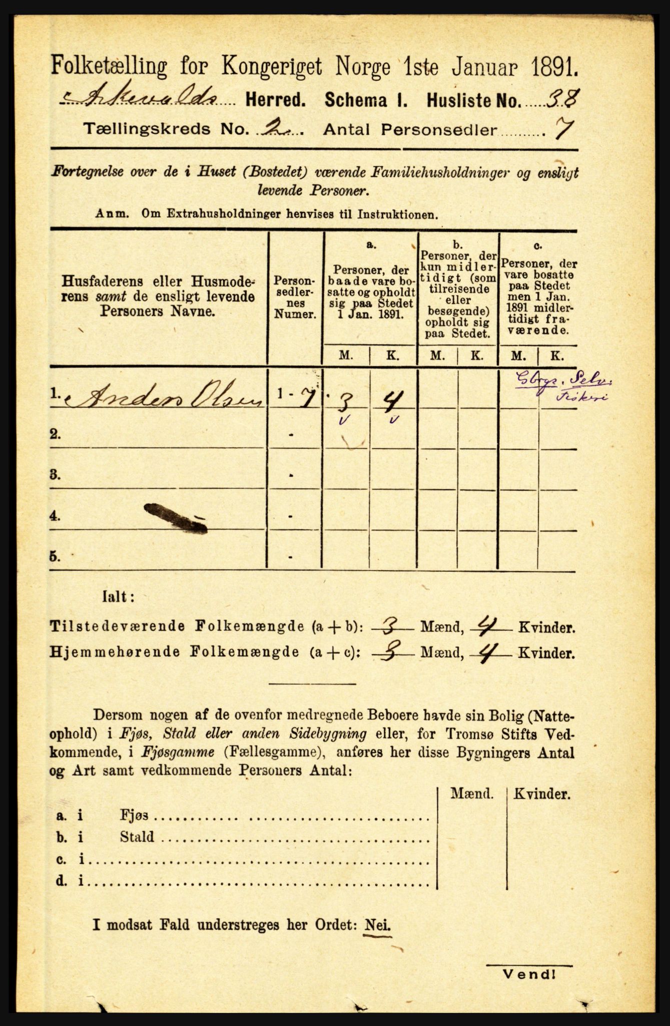 RA, 1891 census for 1428 Askvoll, 1891, p. 406