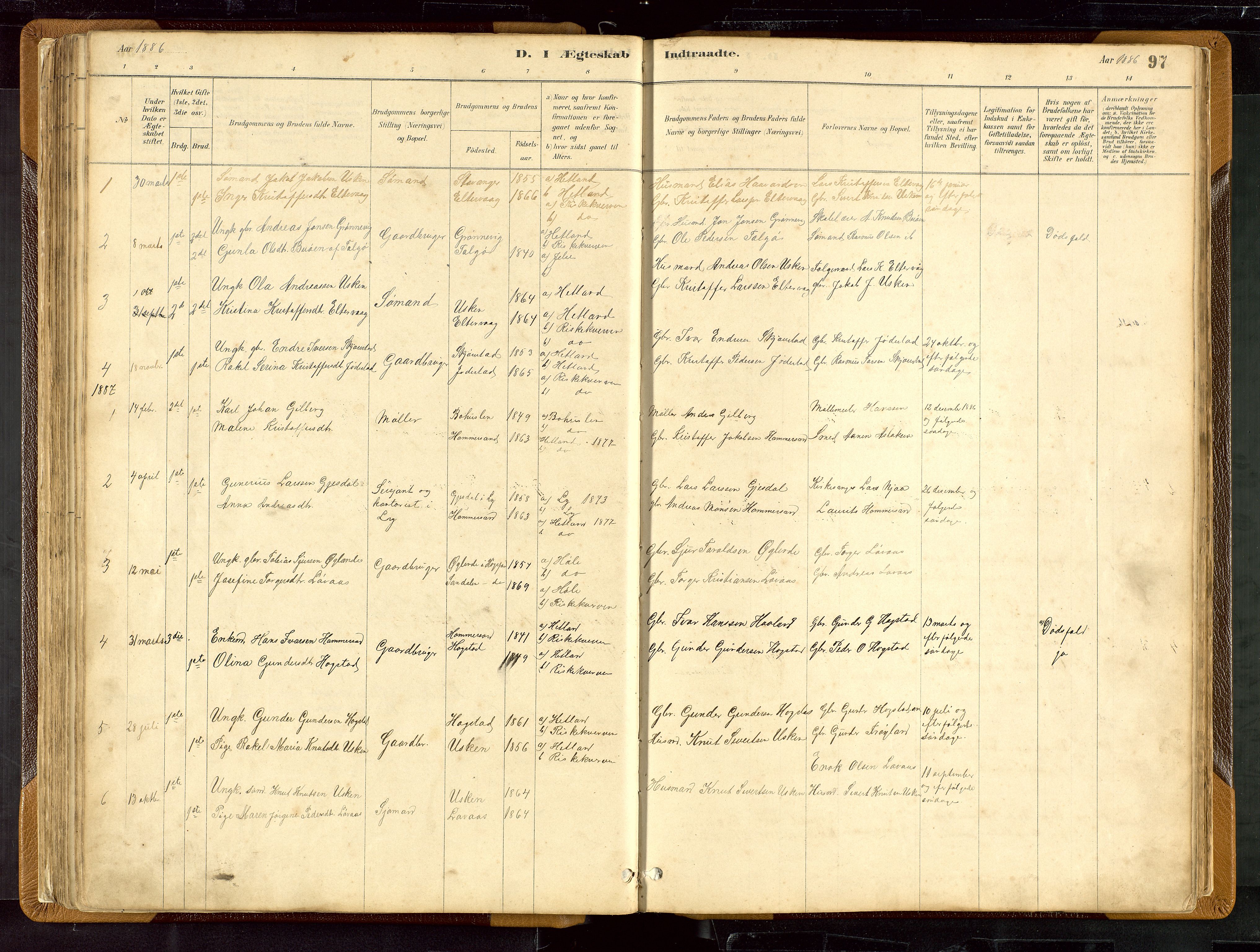 Hetland sokneprestkontor, SAST/A-101826/30/30BB/L0007: Parish register (copy) no. B 7, 1878-1910, p. 97