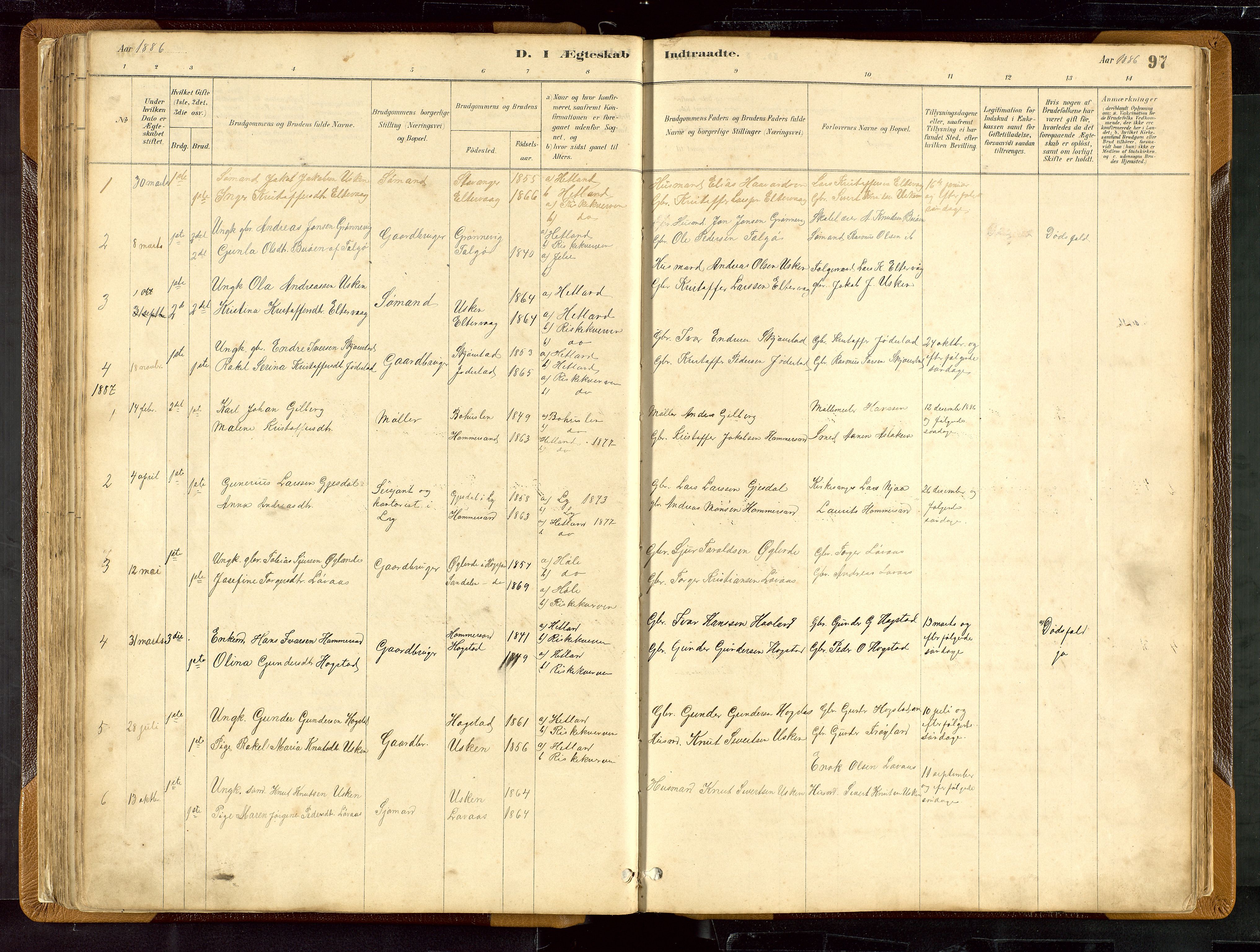 Hetland sokneprestkontor, AV/SAST-A-101826/30/30BB/L0007: Parish register (copy) no. B 7, 1878-1910, p. 97