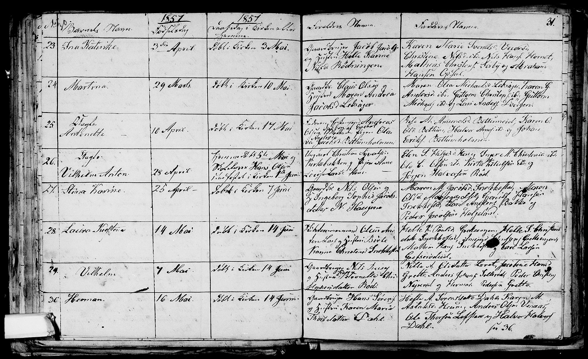 Våle kirkebøker, AV/SAKO-A-334/G/Ga/L0002: Parish register (copy) no. I 2, 1851-1863, p. 30-31