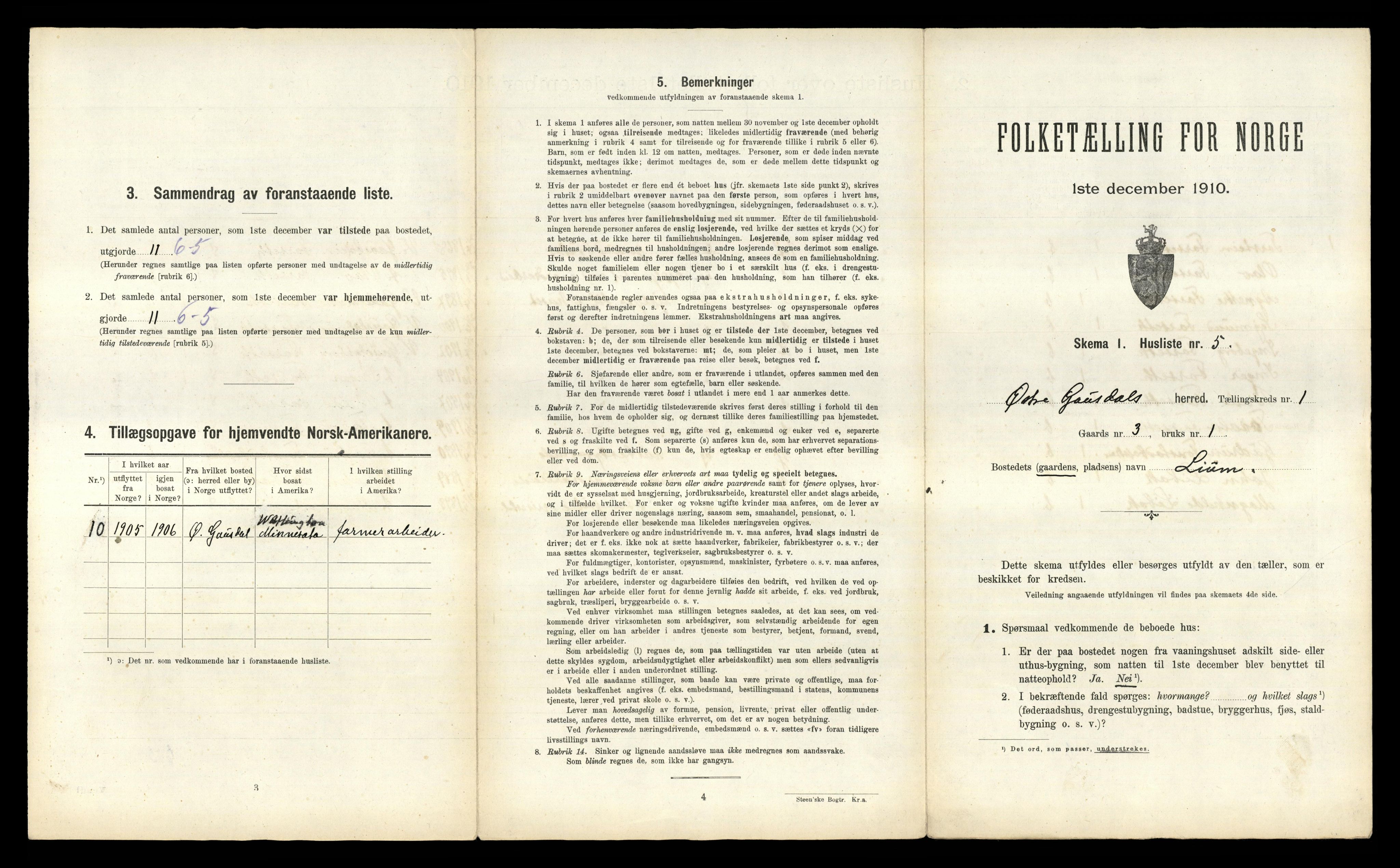 RA, 1910 census for Østre Gausdal, 1910, p. 38