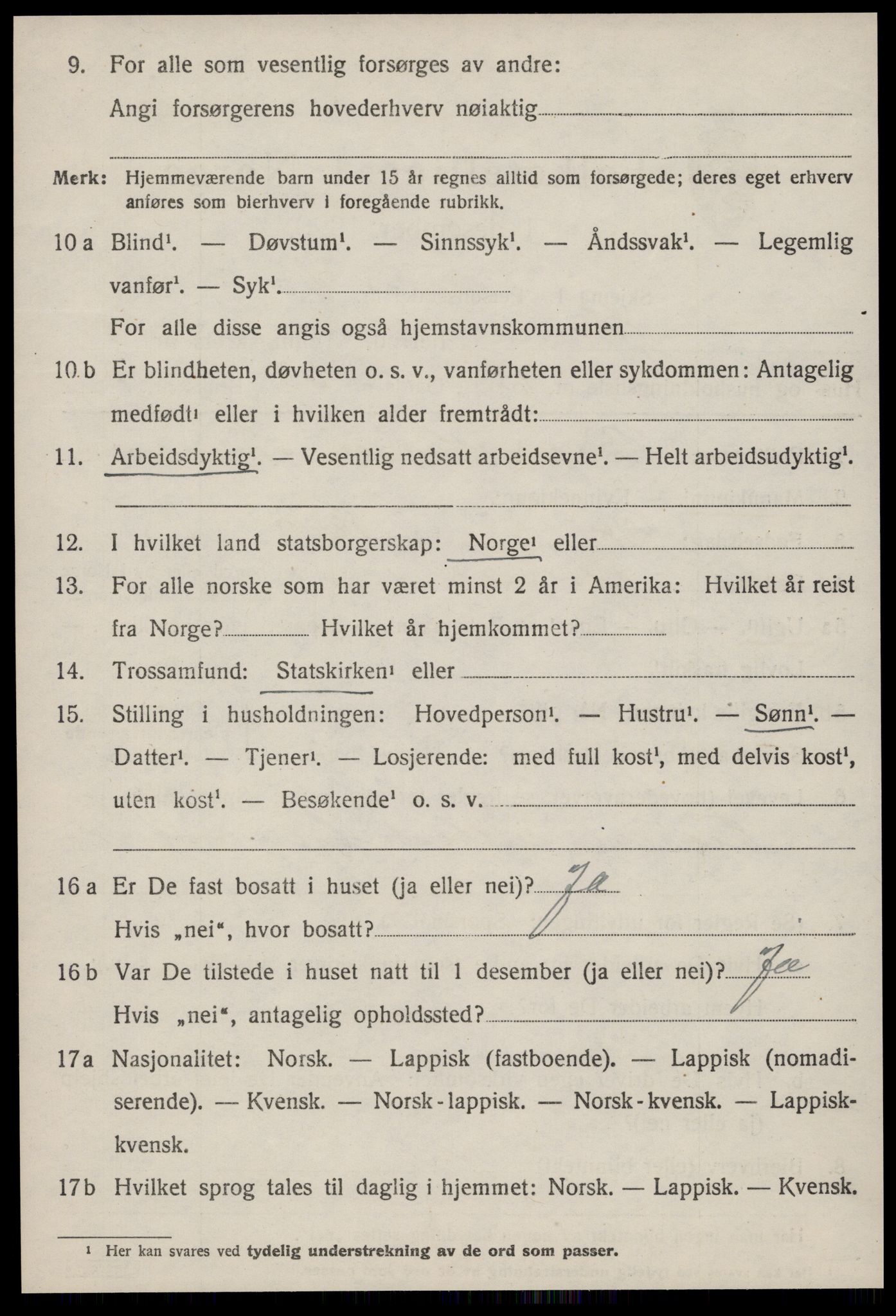 SAT, 1920 census for Ørland, 1920, p. 2648