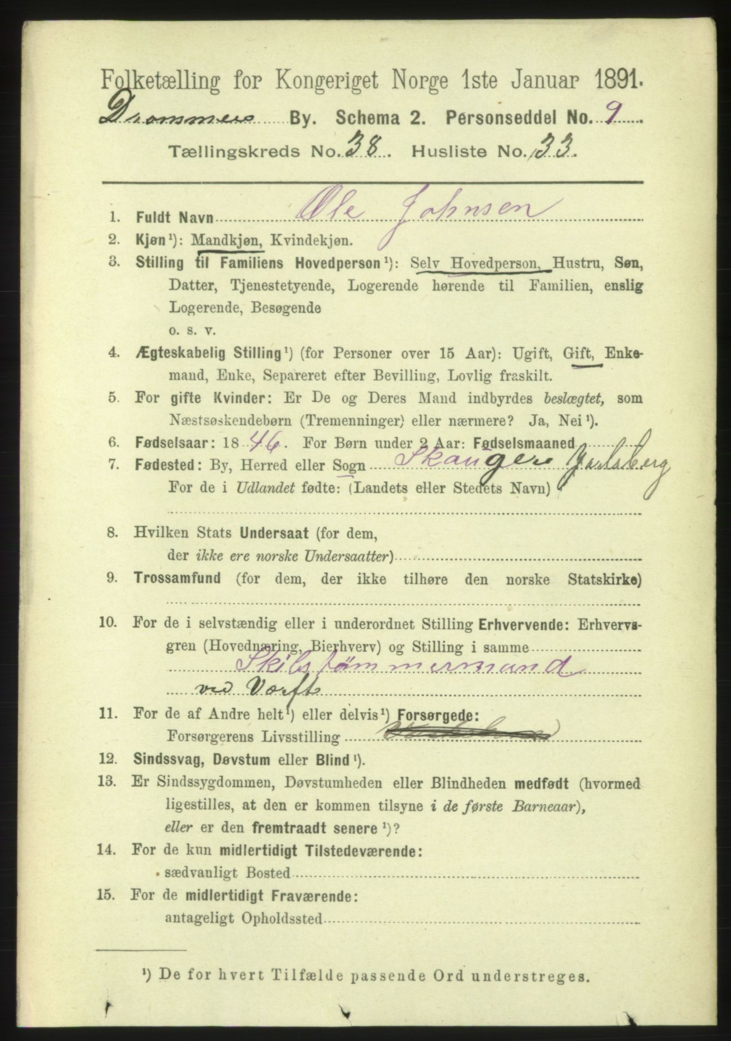 RA, 1891 census for 0602 Drammen, 1891, p. 23292