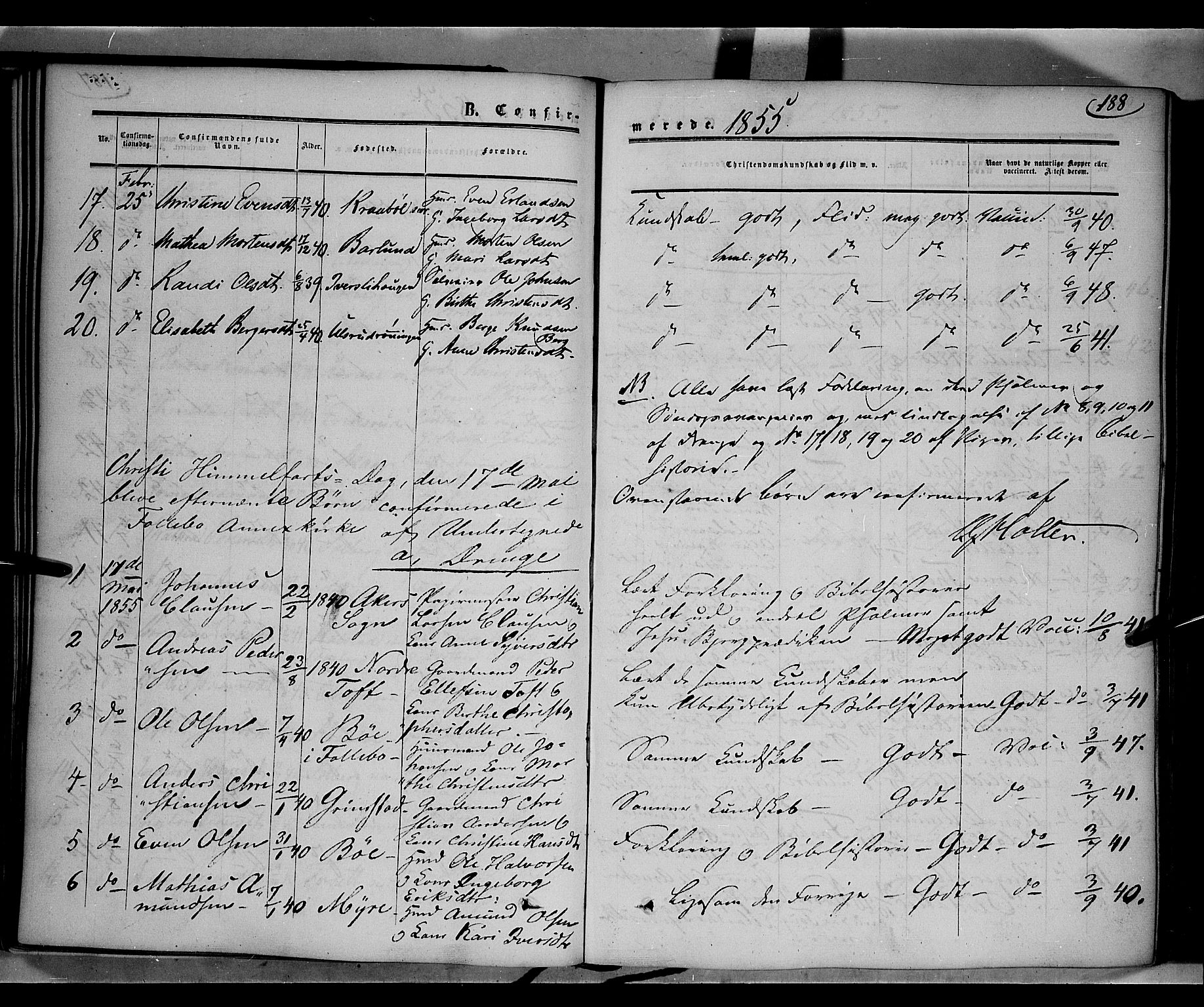 Gausdal prestekontor, AV/SAH-PREST-090/H/Ha/Haa/L0008: Parish register (official) no. 8, 1850-1861, p. 188