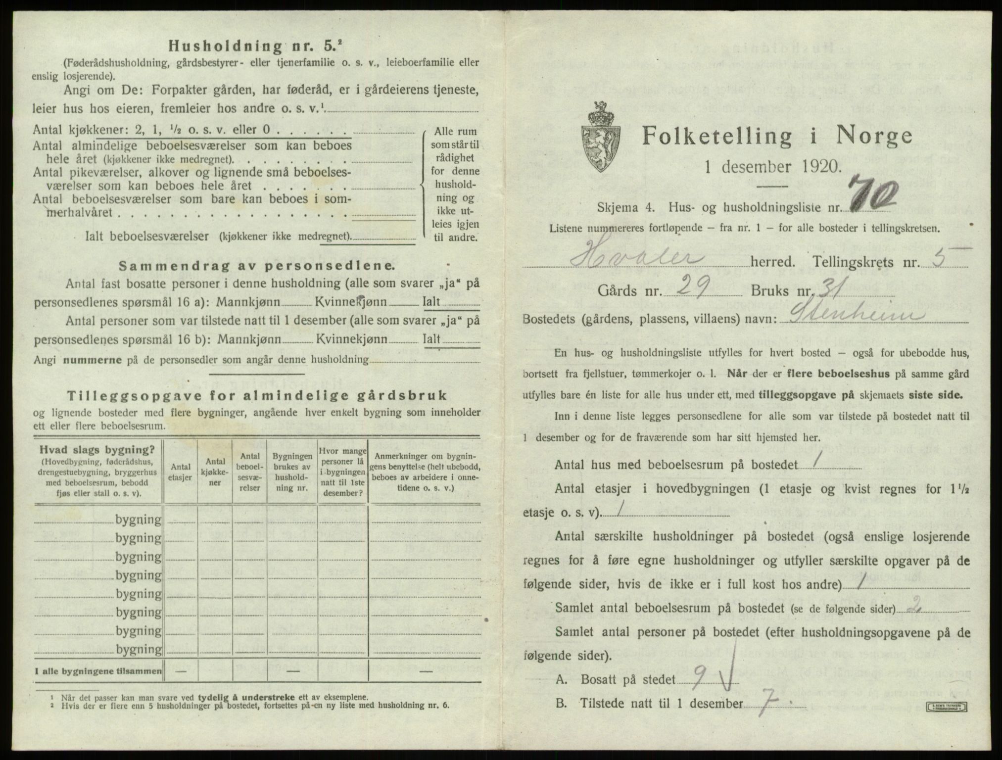 SAO, 1920 census for Hvaler, 1920, p. 978