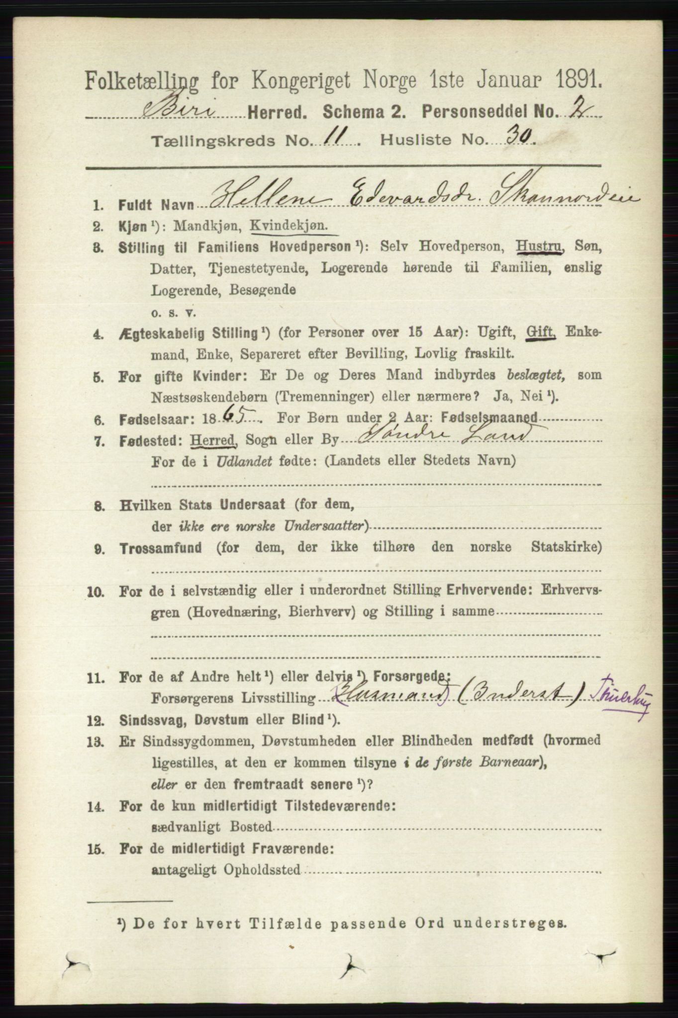 RA, 1891 census for 0525 Biri, 1891, p. 4538