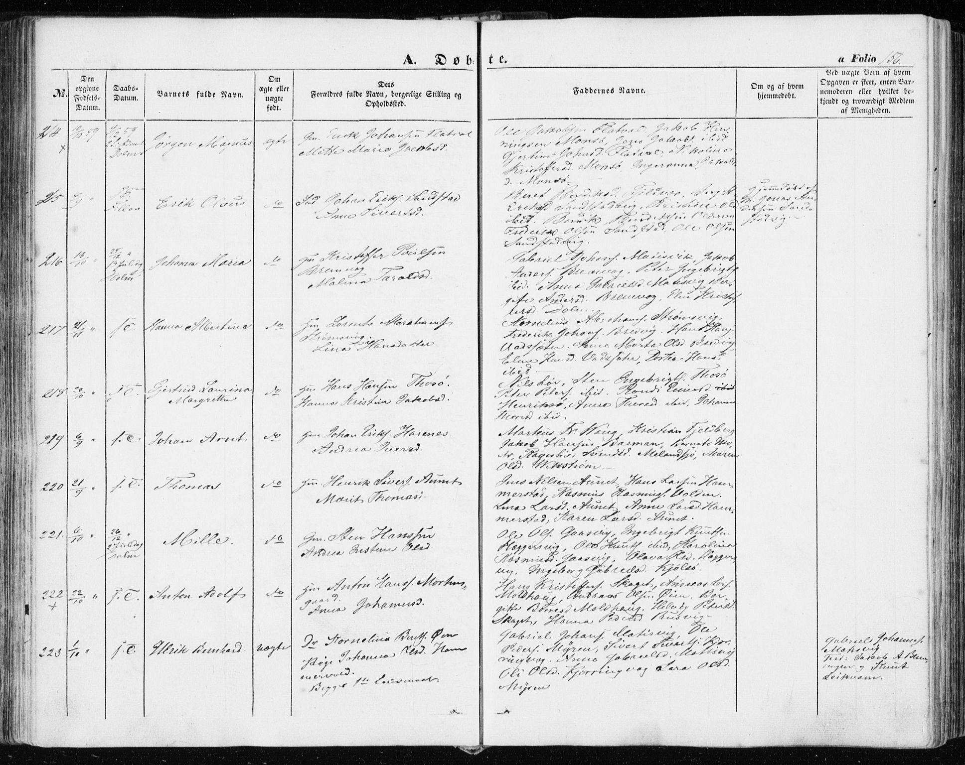 Ministerialprotokoller, klokkerbøker og fødselsregistre - Sør-Trøndelag, SAT/A-1456/634/L0530: Parish register (official) no. 634A06, 1852-1860, p. 156