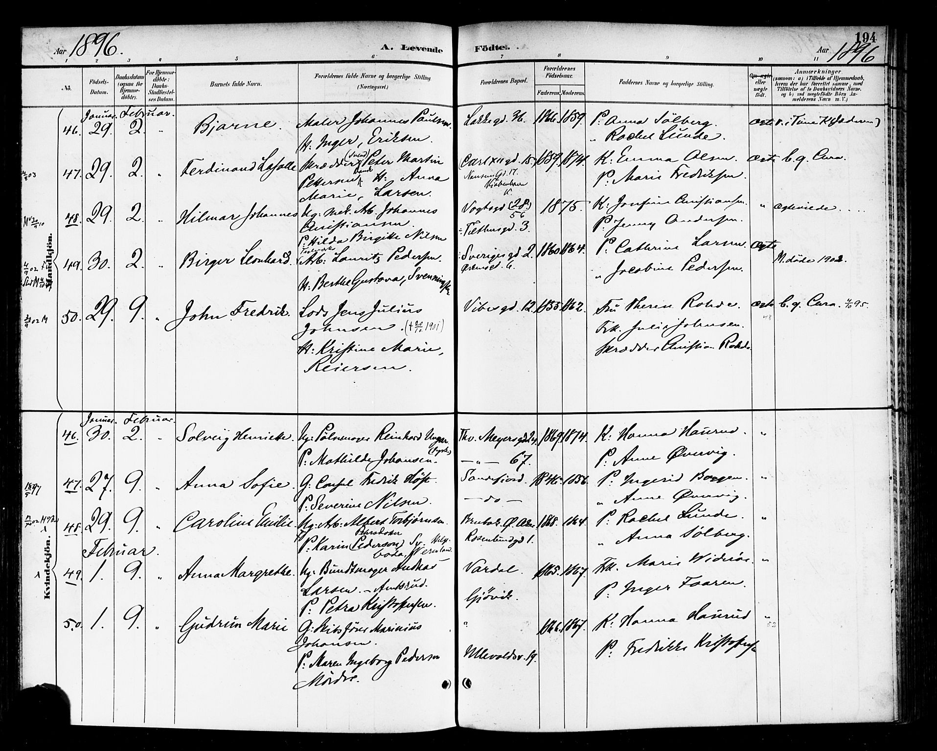 Rikshospitalet prestekontor Kirkebøker, SAO/A-10309b/F/L0009: Parish register (official) no. 9, 1894-1897, p. 194