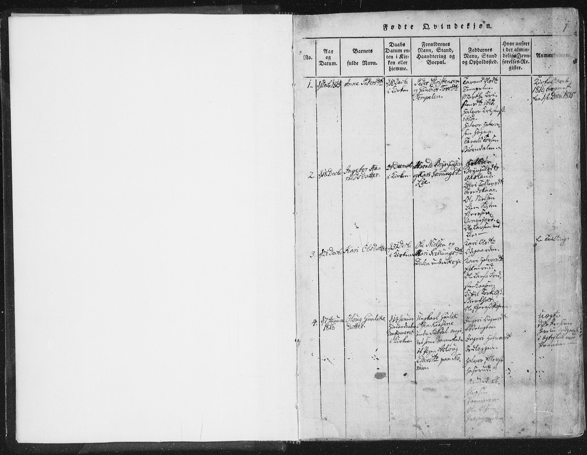 Bø kirkebøker, AV/SAKO-A-257/F/Fa/L0006: Parish register (official) no. 6, 1815-1831, p. 1
