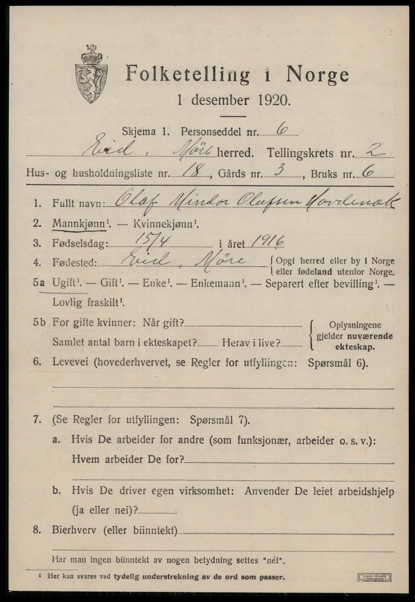 SAT, 1920 census for Eid, 1920, p. 721