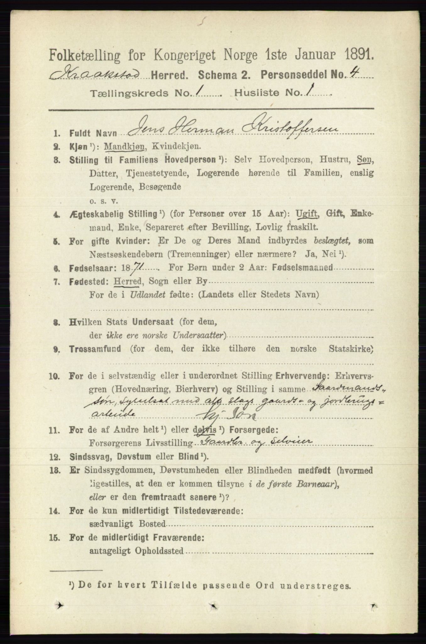 RA, 1891 census for 0212 Kråkstad, 1891, p. 118