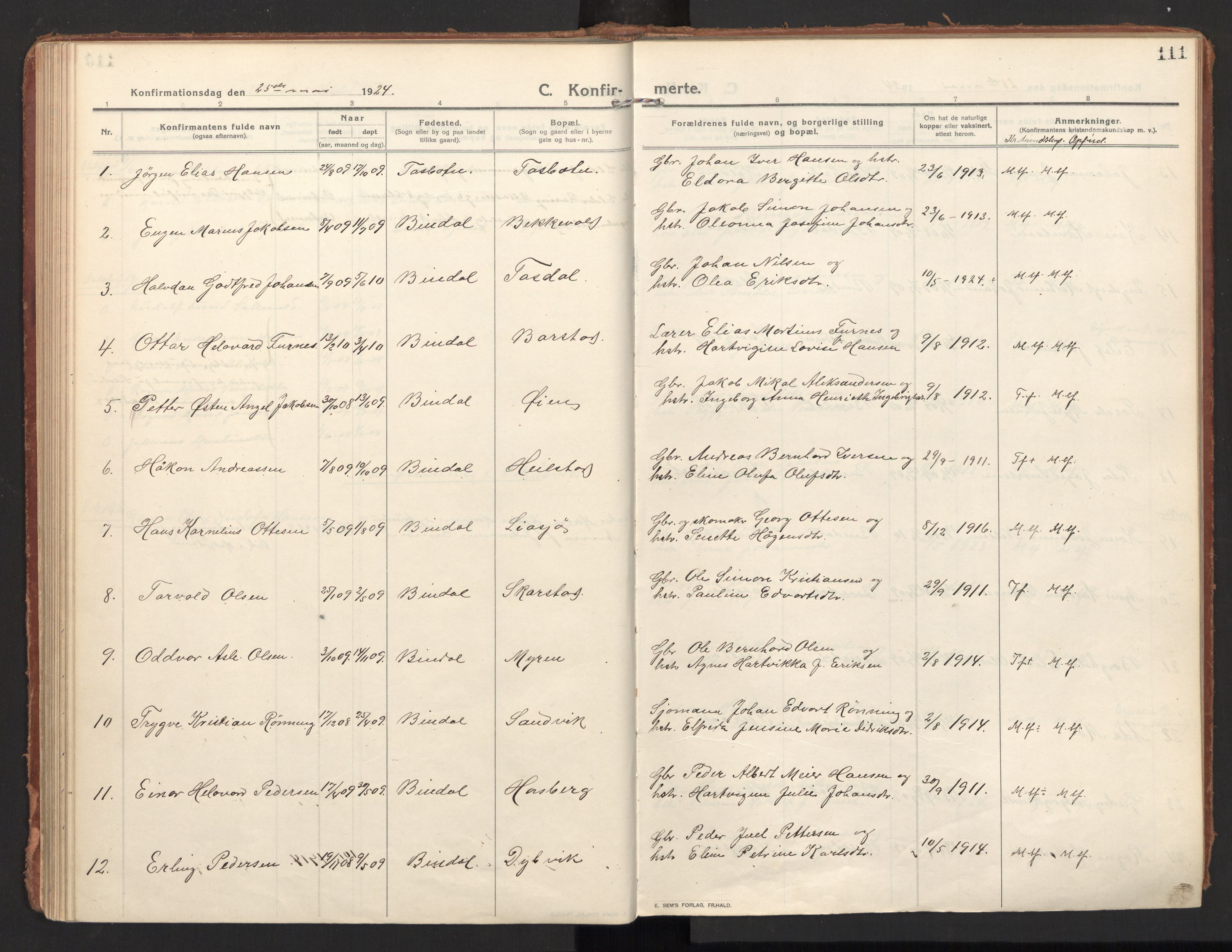 Ministerialprotokoller, klokkerbøker og fødselsregistre - Nordland, SAT/A-1459/810/L0156: Parish register (official) no. 810A15, 1915-1930, p. 111