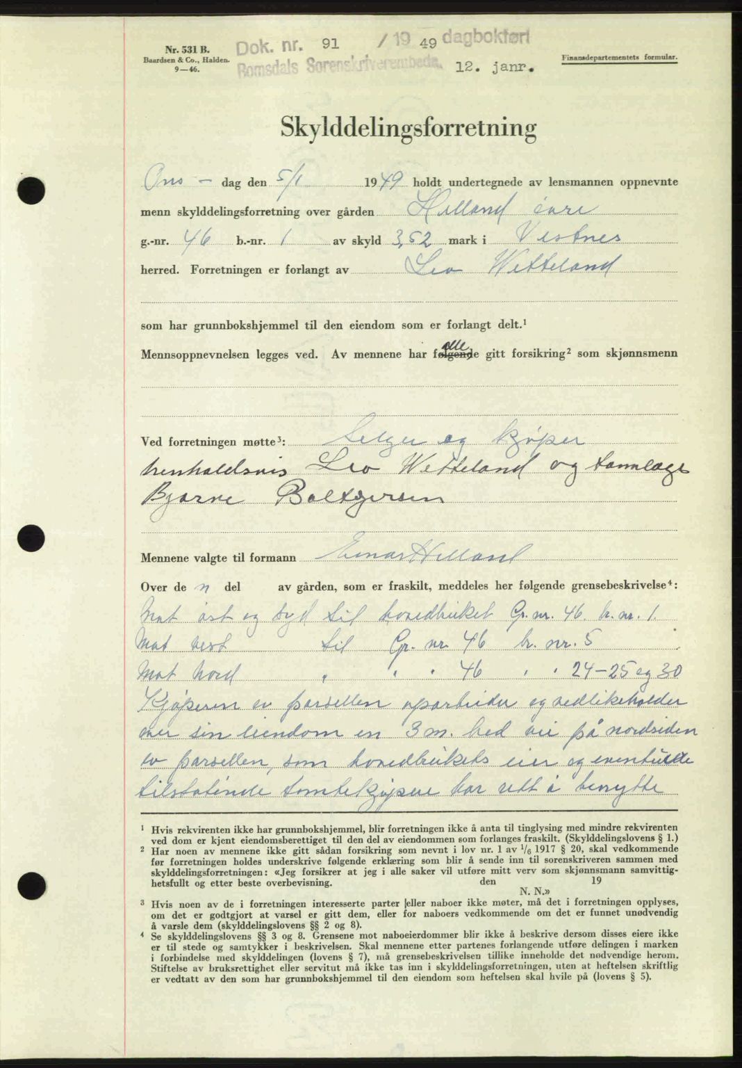 Romsdal sorenskriveri, AV/SAT-A-4149/1/2/2C: Mortgage book no. A28, 1948-1949, Diary no: : 91/1949