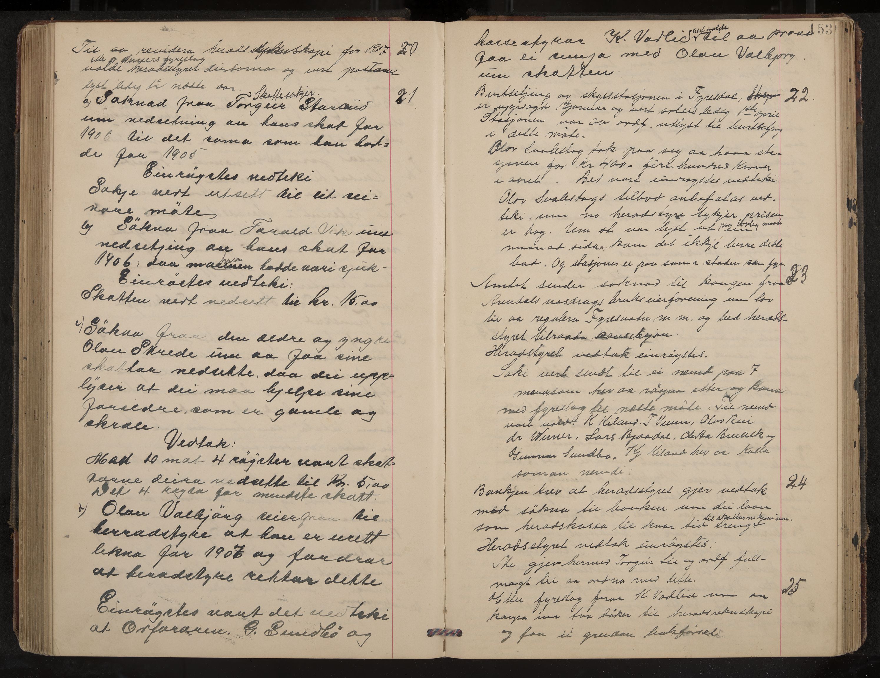 Fyresdal formannskap og sentraladministrasjon, IKAK/0831021-1/Aa/L0004: Møtebok, 1903-1911, p. 153