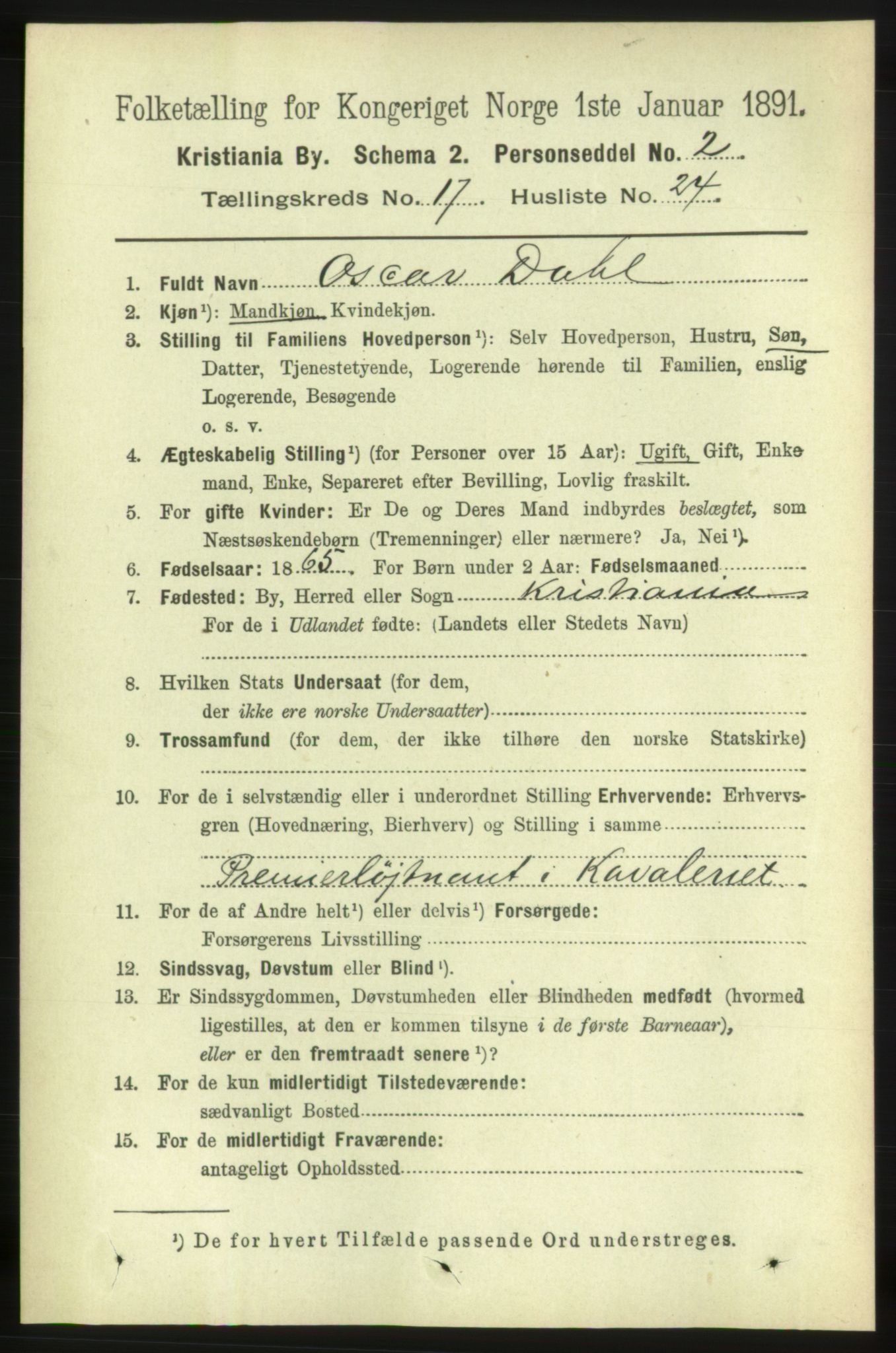 RA, 1891 census for 0301 Kristiania, 1891, p. 8699