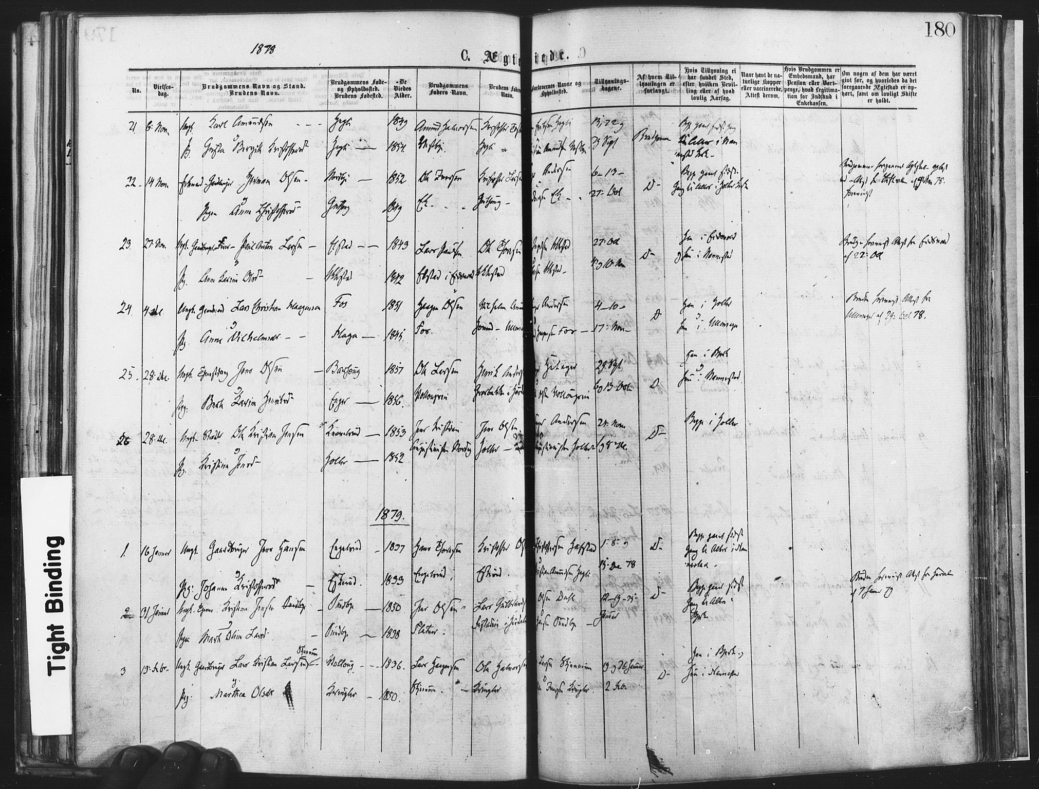 Nannestad prestekontor Kirkebøker, SAO/A-10414a/F/Fa/L0013: Parish register (official) no. I 13, 1873-1880, p. 180