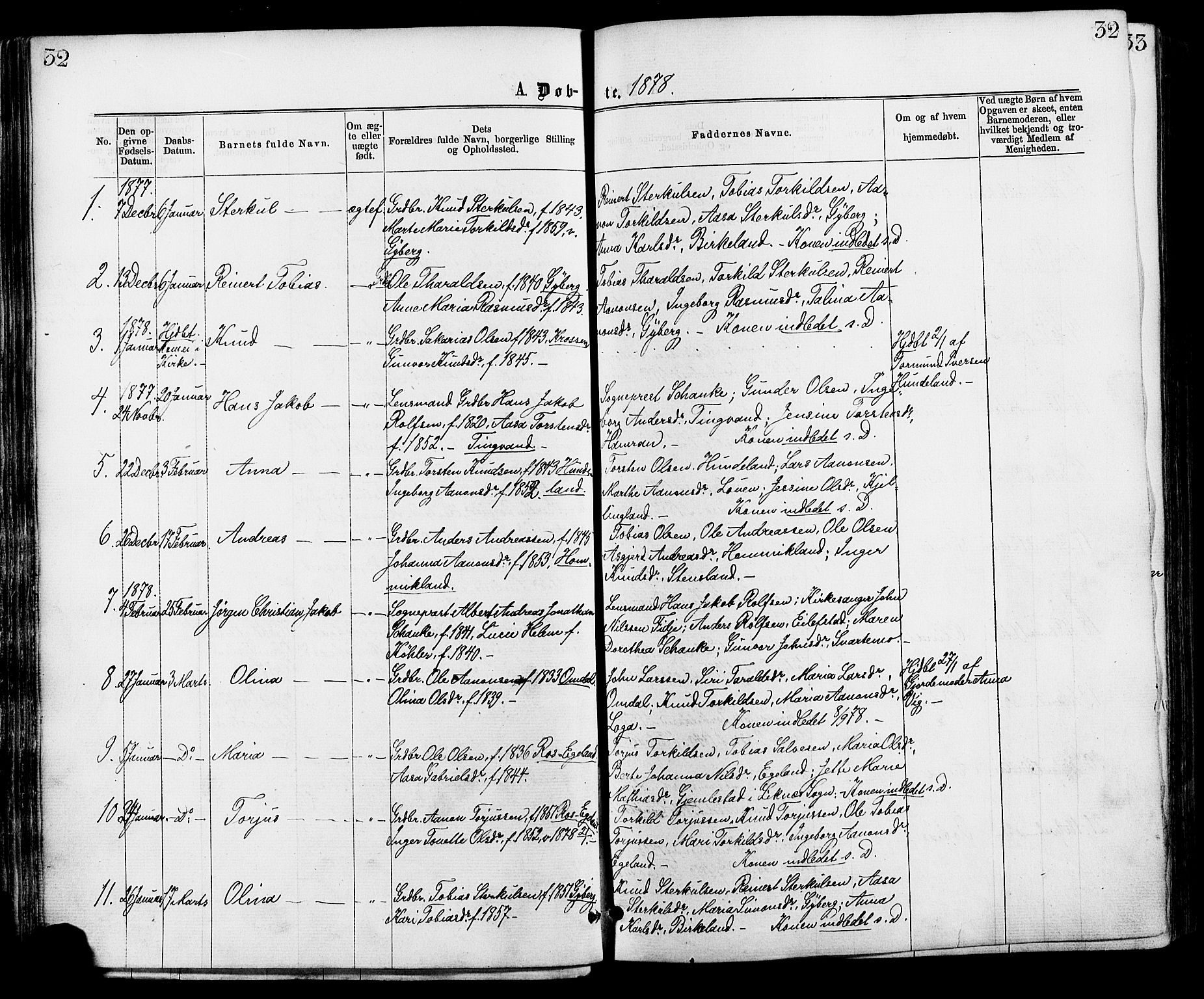 Hægebostad sokneprestkontor, AV/SAK-1111-0024/F/Fa/Faa/L0005: Parish register (official) no. A 5, 1864-1886, p. 32