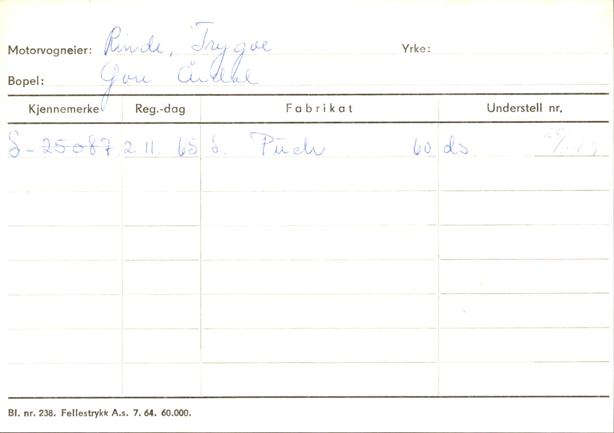 Statens vegvesen, Sogn og Fjordane vegkontor, AV/SAB-A-5301/4/F/L0146: Registerkort Årdal R-Å samt diverse kort, 1945-1975, p. 49