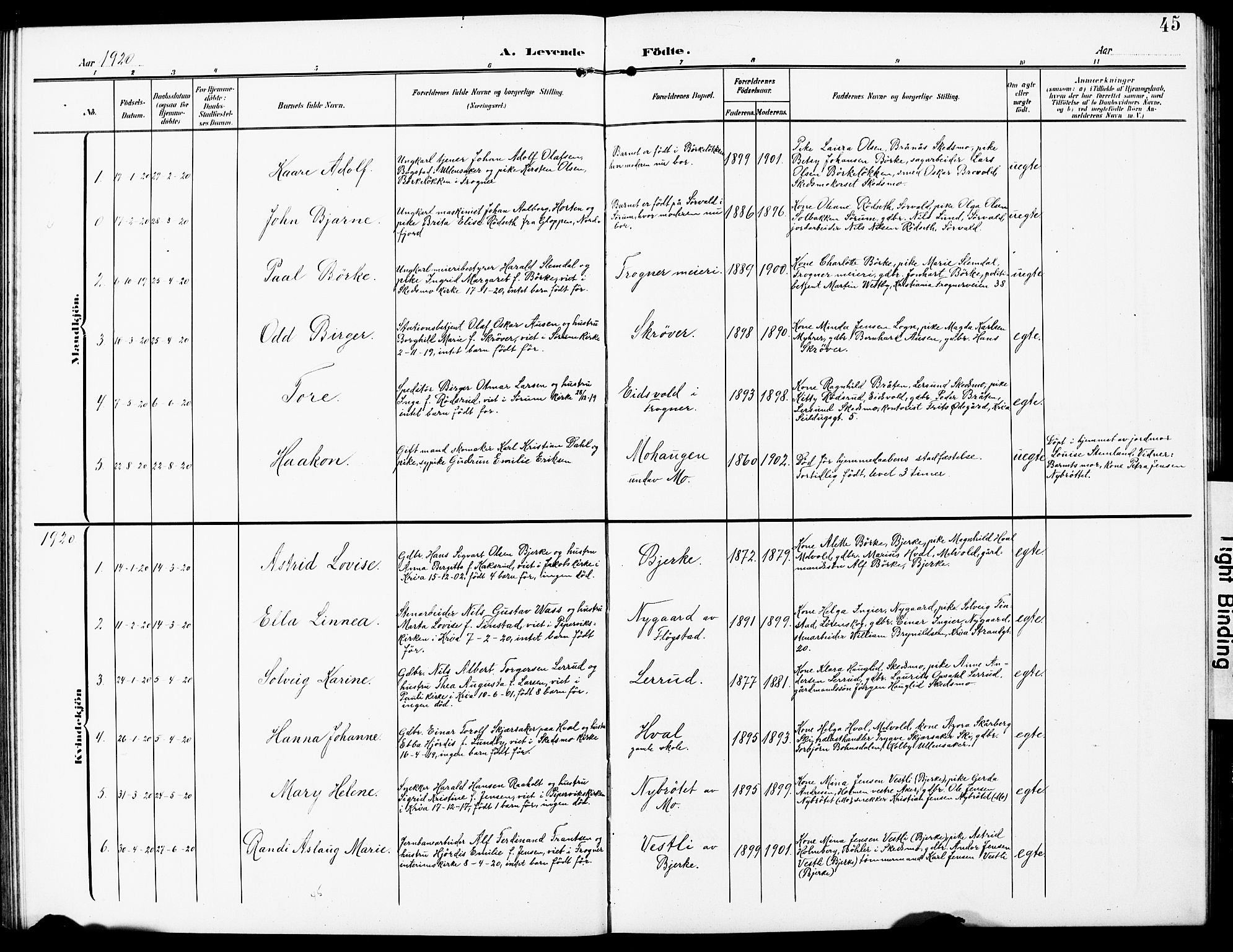 Sørum prestekontor Kirkebøker, AV/SAO-A-10303/G/Gb/L0001: Parish register (copy) no. II 1, 1907-1929, p. 45