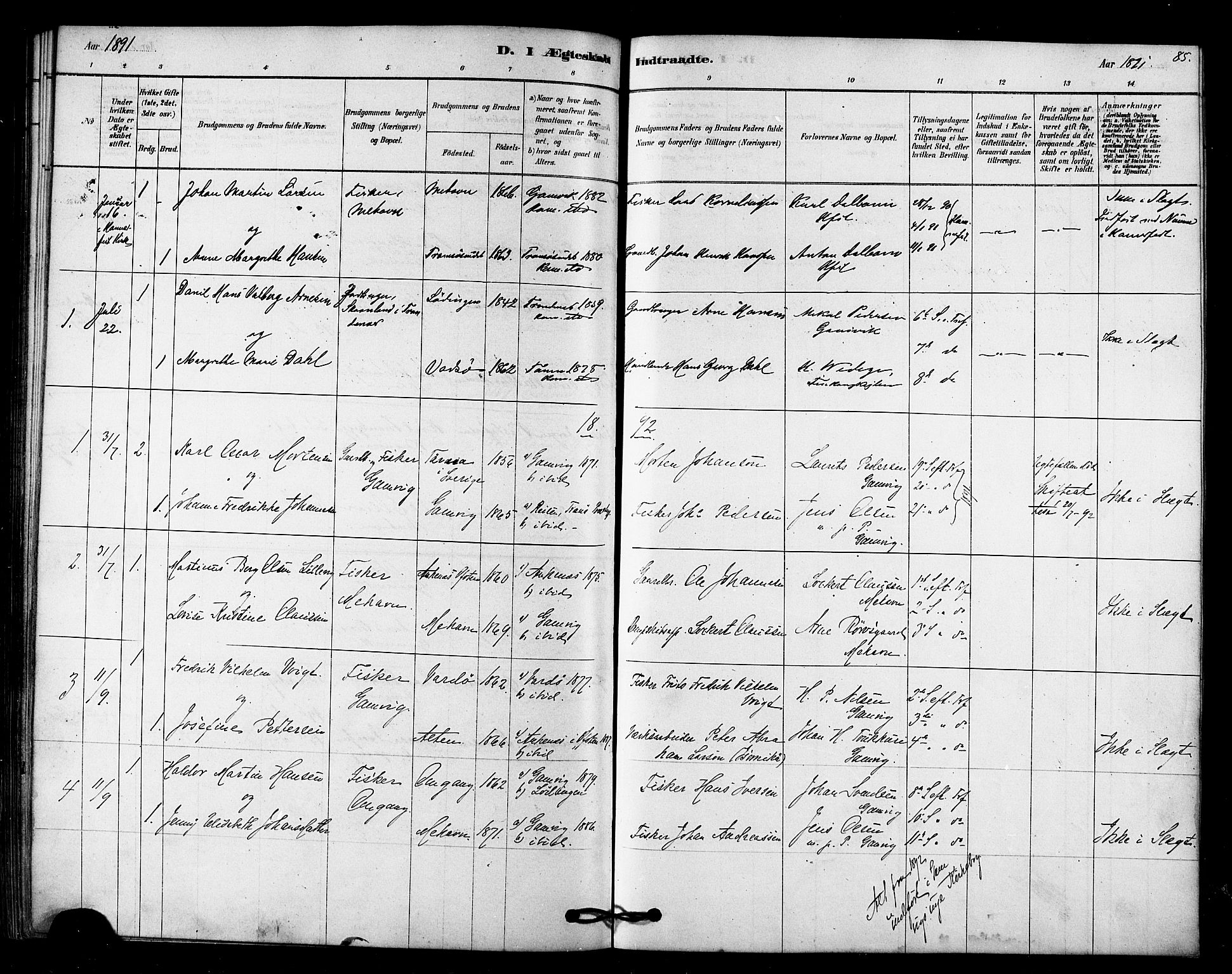 Tana sokneprestkontor, AV/SATØ-S-1334/H/Ha/L0003kirke: Parish register (official) no. 3, 1878-1892, p. 85