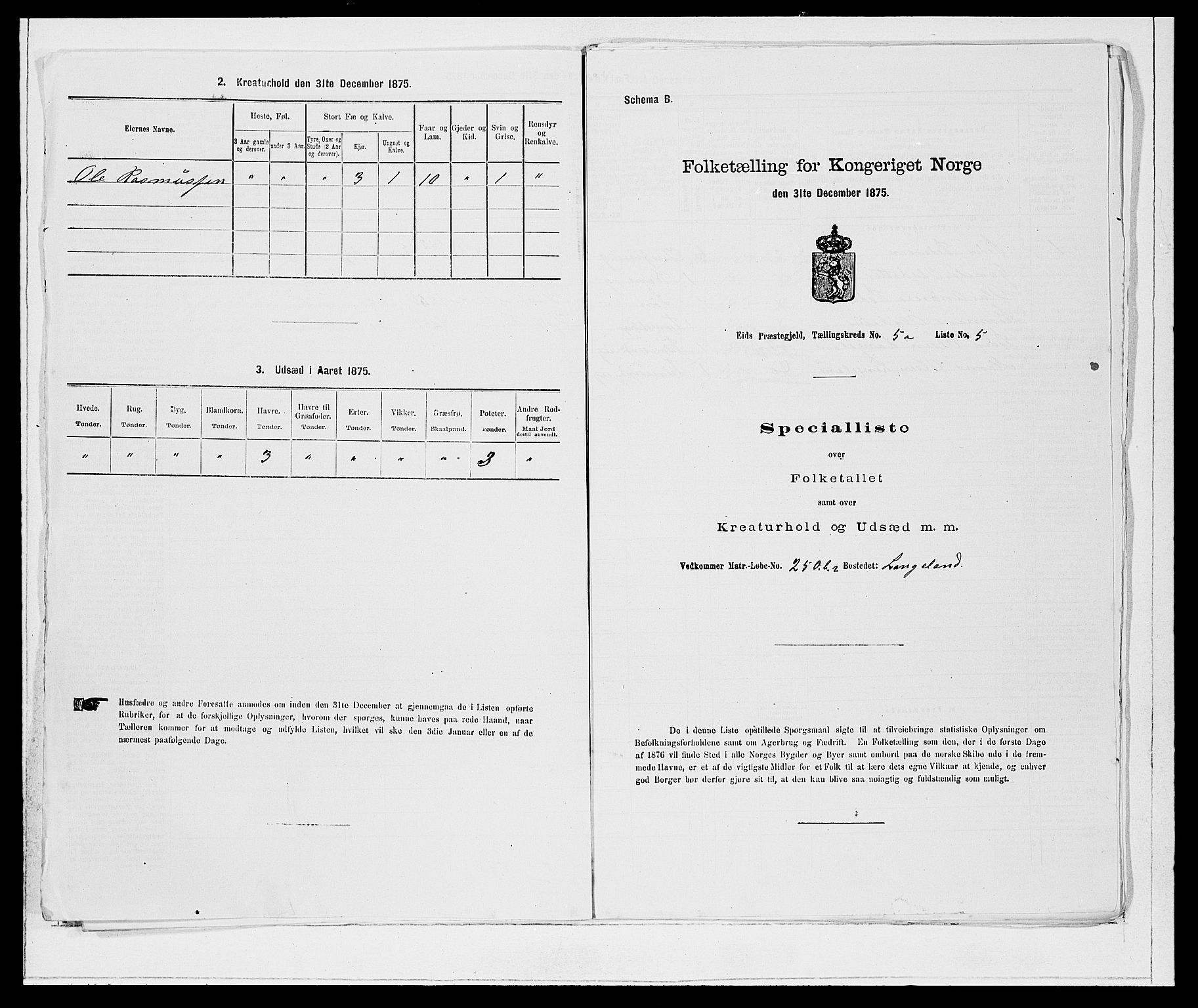 SAB, 1875 Census for 1443P Eid, 1875, p. 448